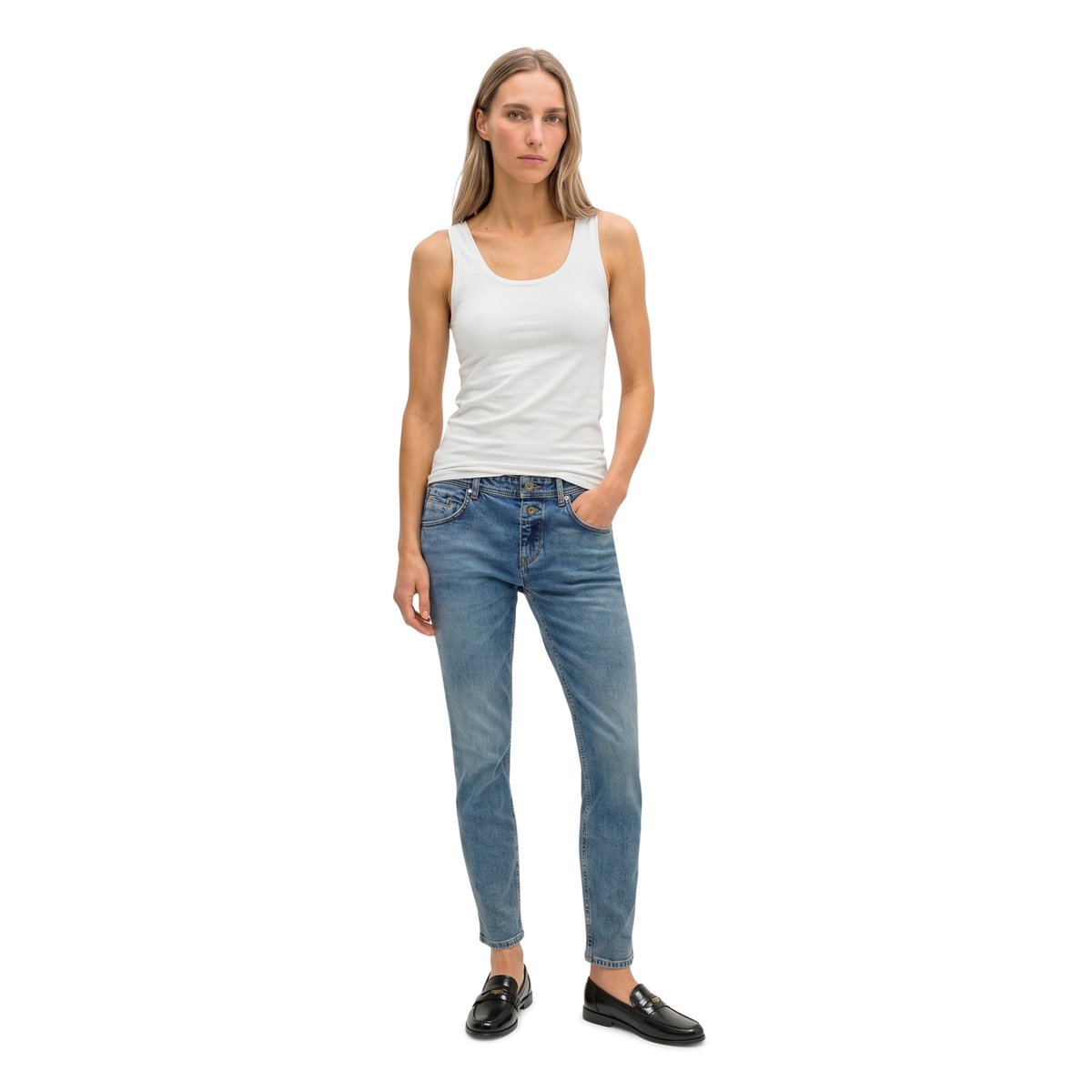 Débardeur slim en jersey simple stretch blanc, MARC O'POLO