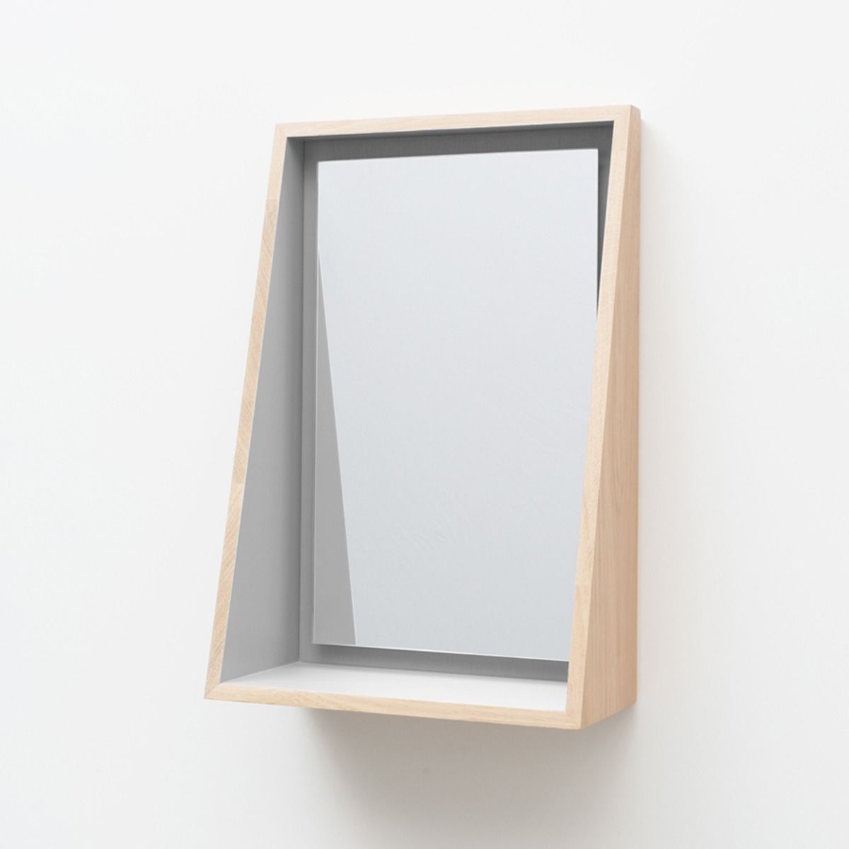 Miroir Float avec tablette en chêne massif blanc coton & bois clair, DRUGEOT MANUFACTURE