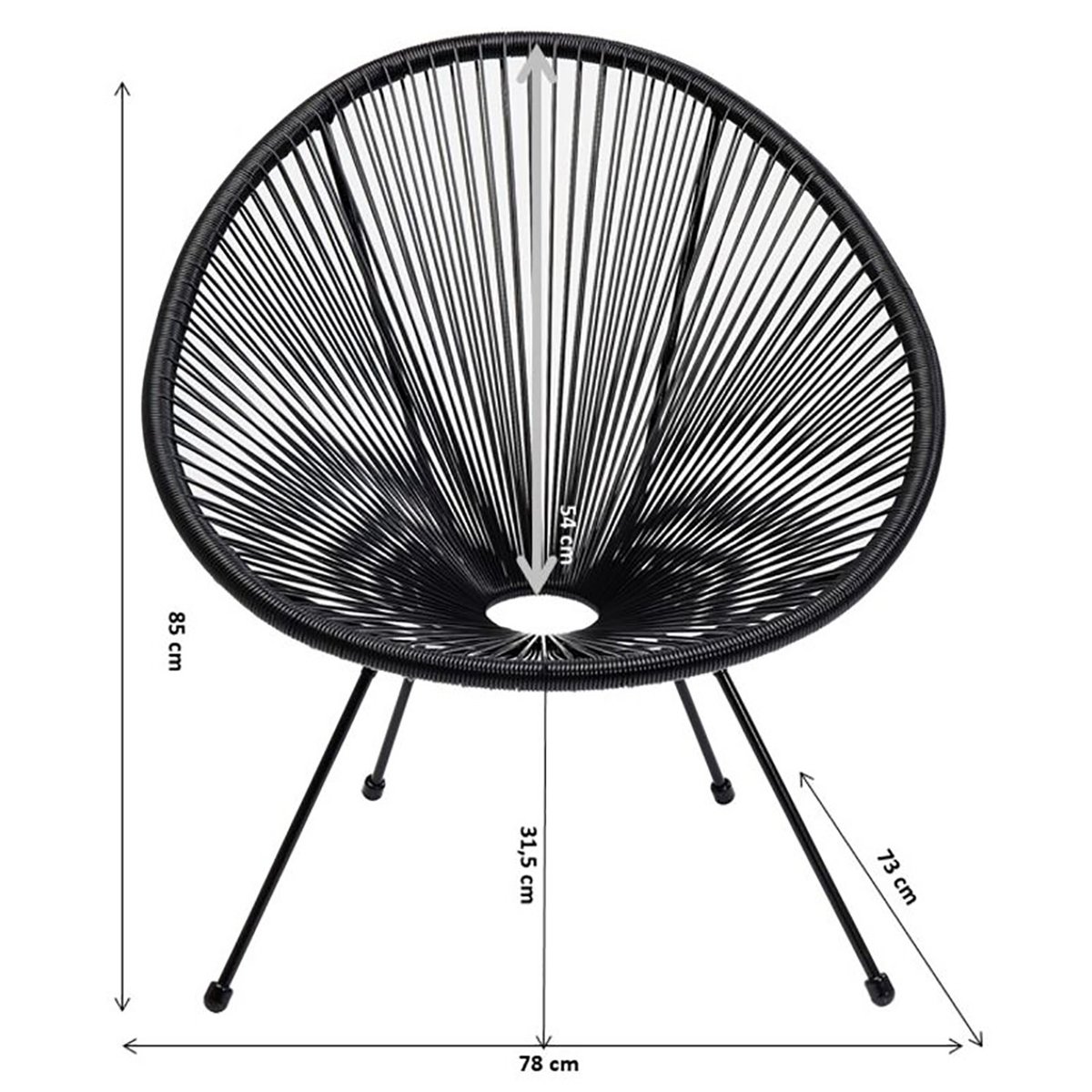 Fauteuil de jardin, ACAPULCO noir, KARE DESIGN