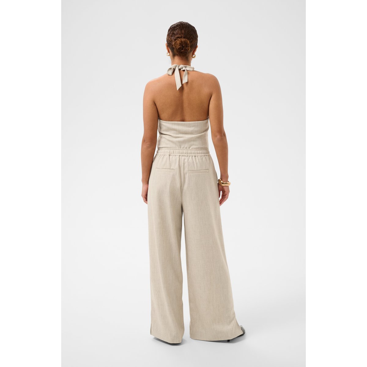Pantalon casual beige feather gray melange, KAFFE