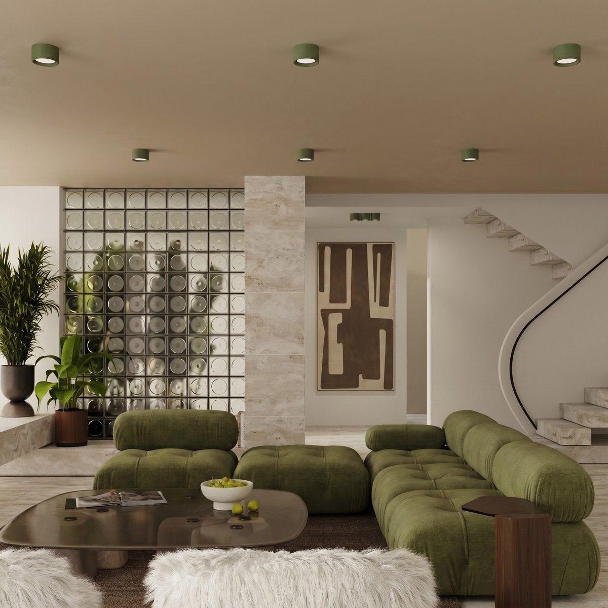 Plafonnier Aluminium Vert Olive Gx53 2 MODO vert olive, EDEN