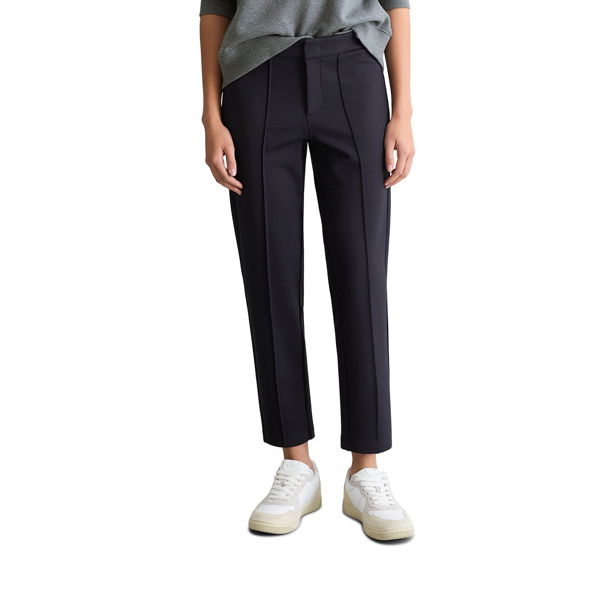 Pantalon en jersey slim en qualité interlock compacte bleu foncé, MARC O’POLO DENIM