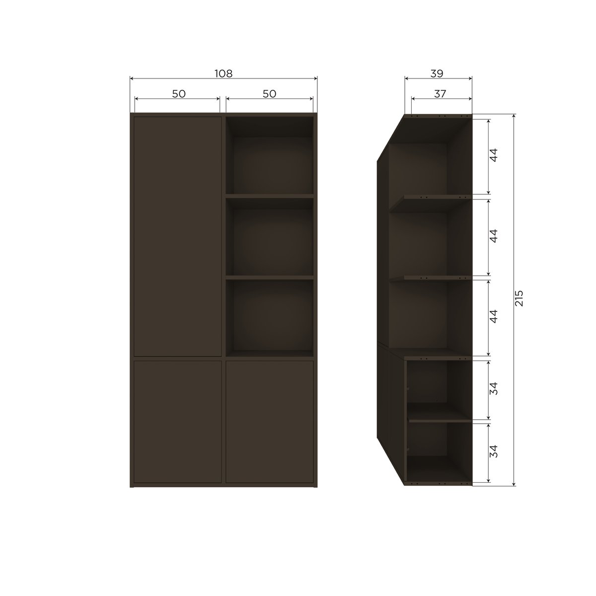 Armoire de rangement 3 portes gauche en pin MEGGY marron, WOOOD