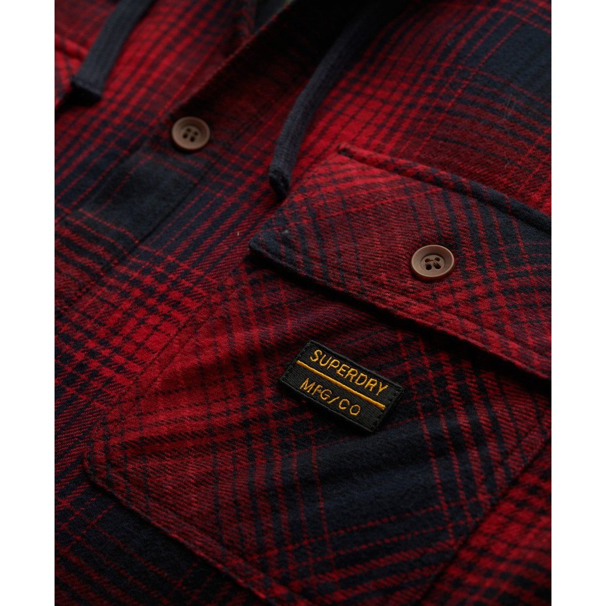 Chemise à capuche et à carreaux Surplus dégradé rouge over, SUPERDRY