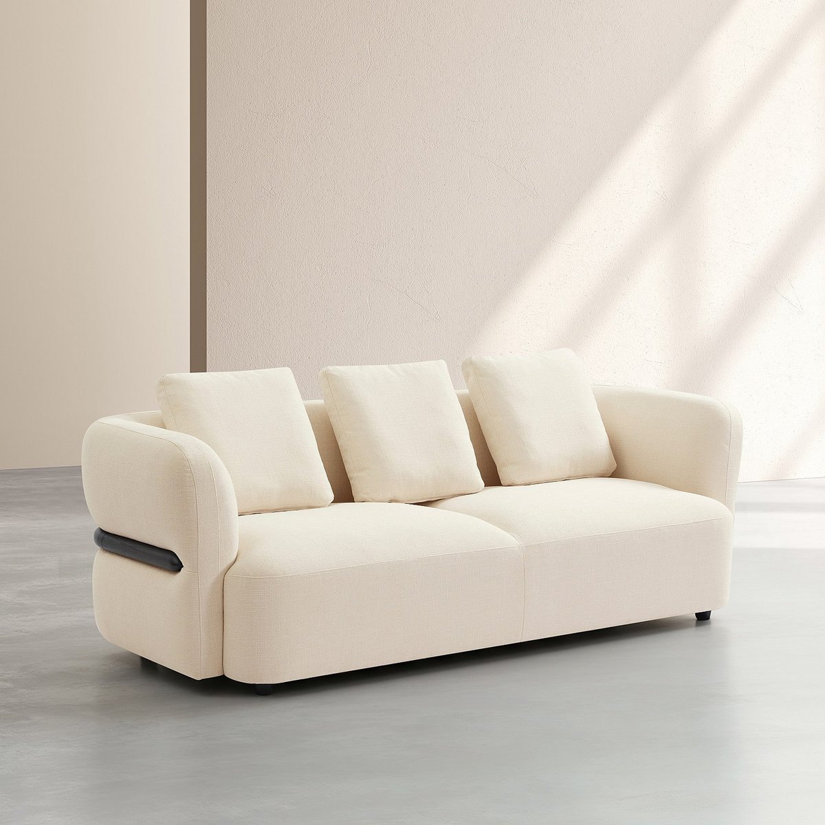 Canapé en tissu texturé MASIO crème, HABITAT