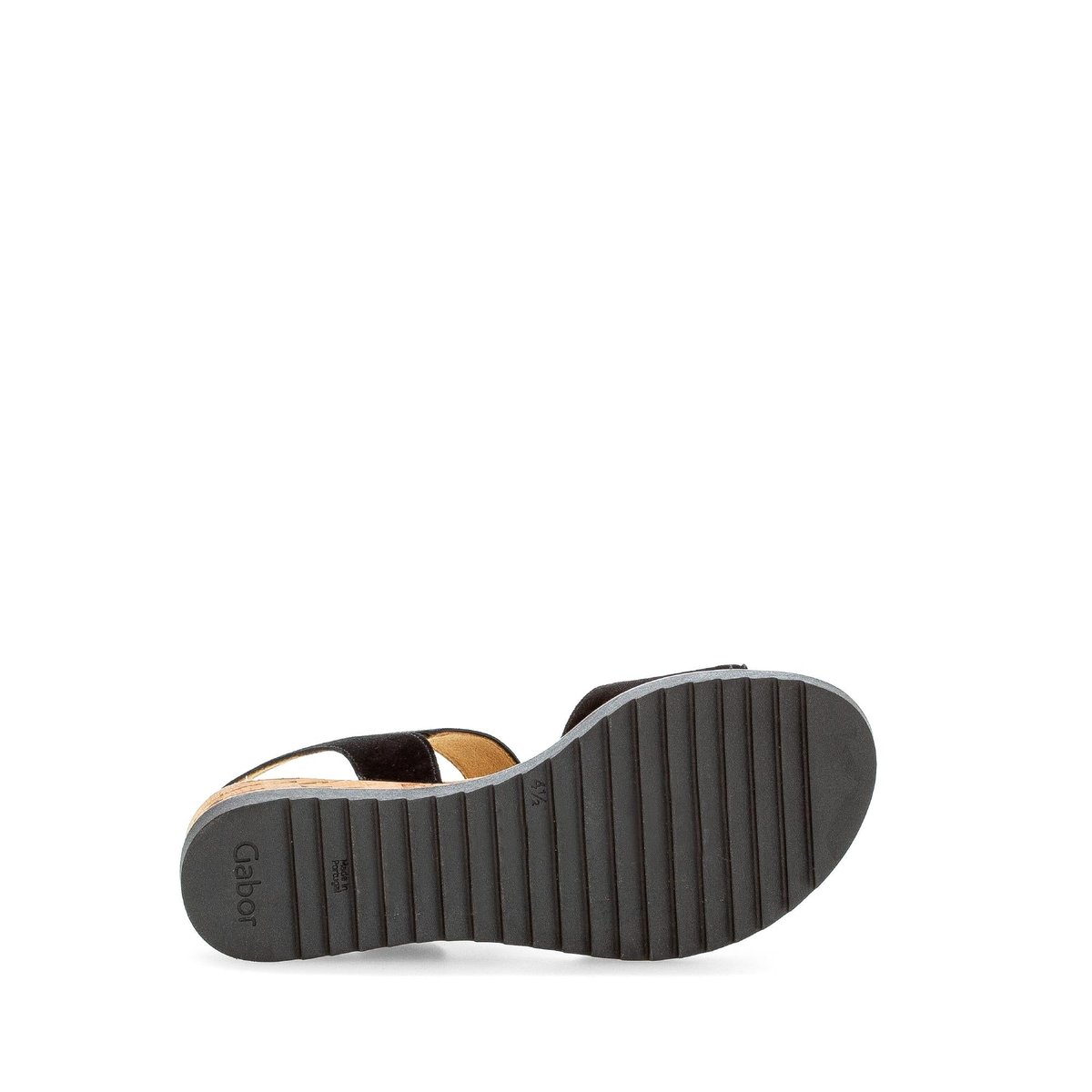 Sandales en cuir à talon compensé noir, GABOR
