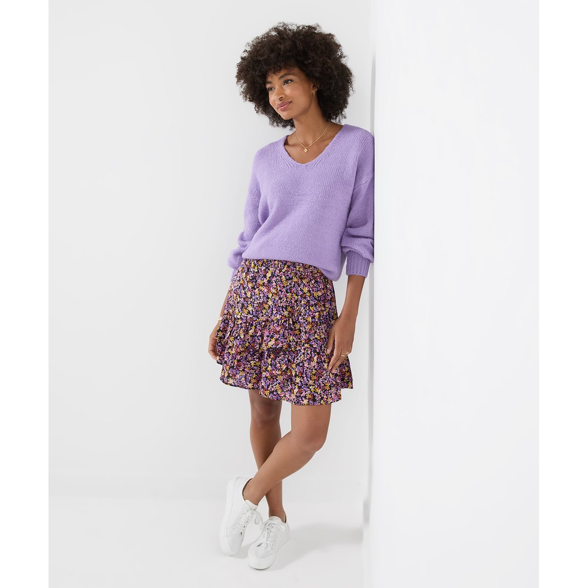 Jupe Courte à Petites Fleurs multicolore, JOE BROWNS