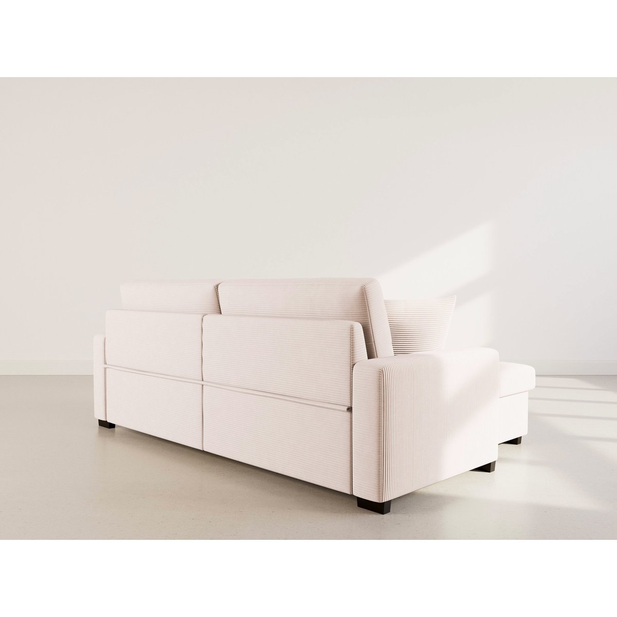 Canapé d'angle convertible velours côtelé, GISELE beige, BEST MOBILIER