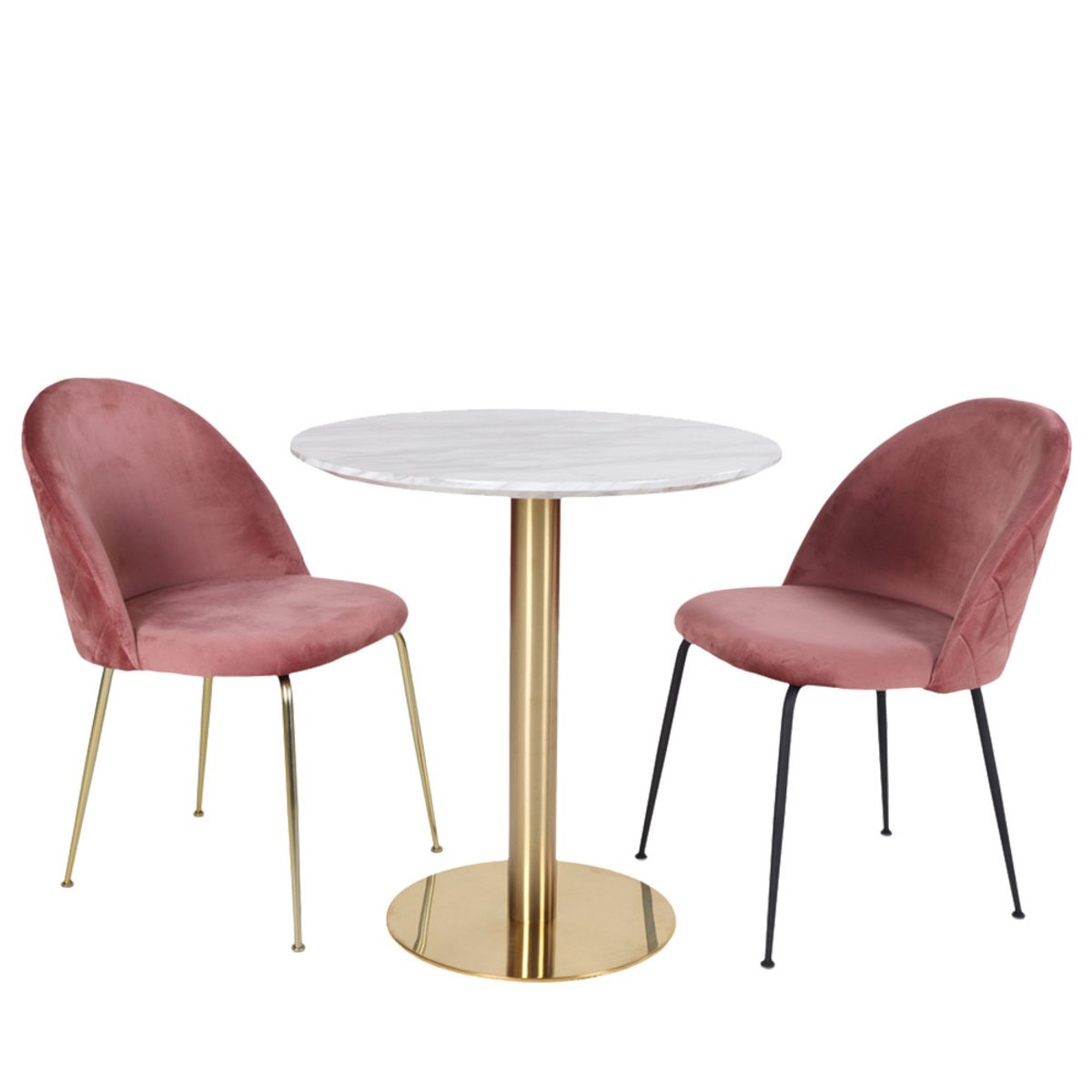 Table à manger 2 personnes ronde effet marbre- BOLZANO blanc, HOUSE NORDIC