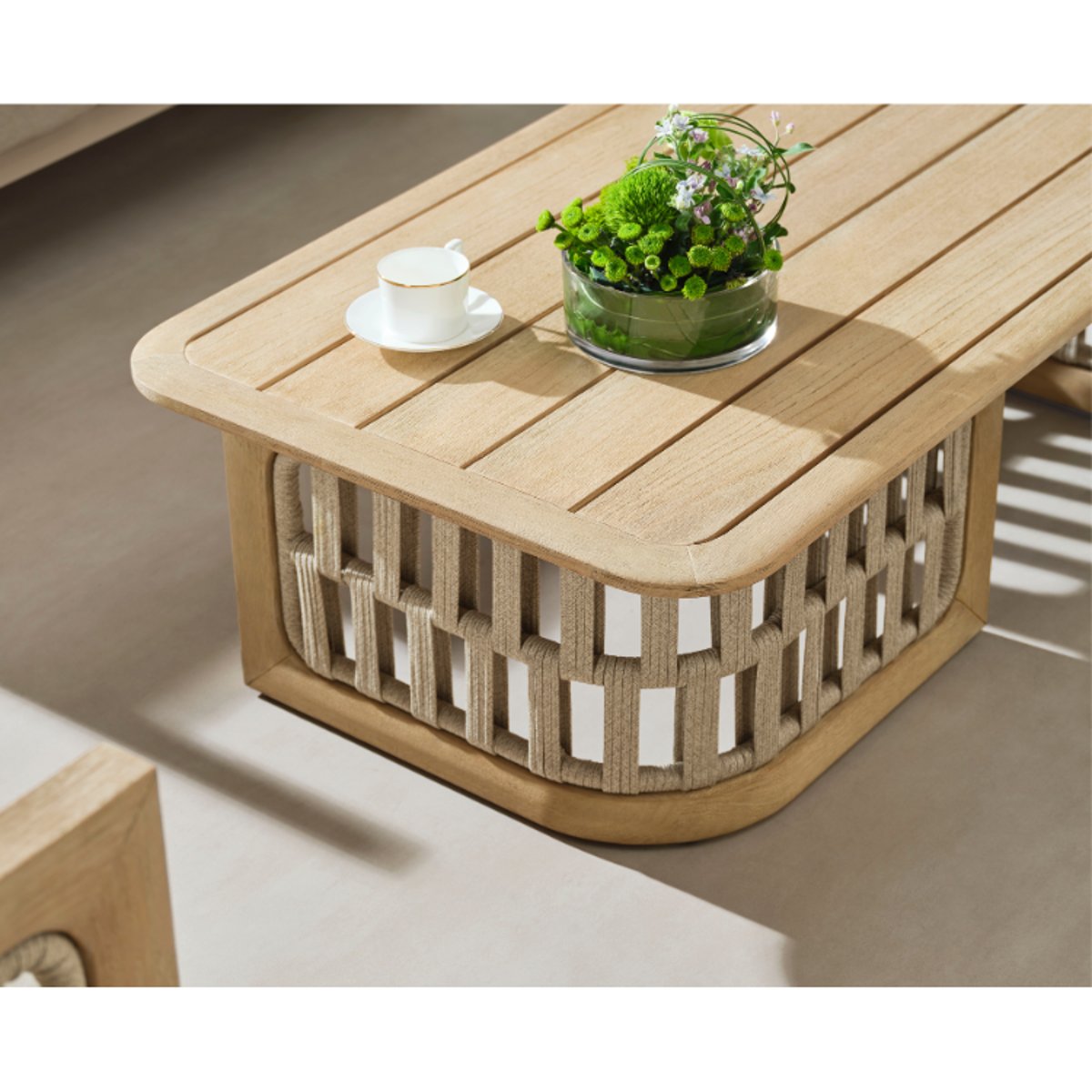 Salon de jardin d'angle en teck, PALMA marron, AU JARDIN DE CHLOÉ