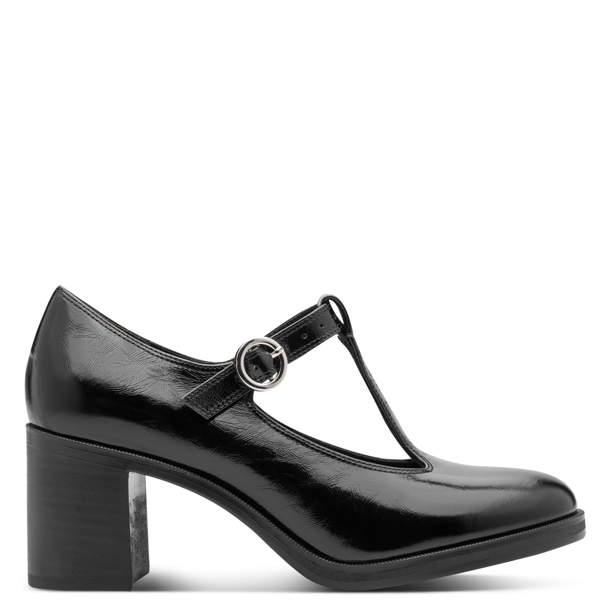Chaussures salomé en cuir à talons noir, TAMARIS