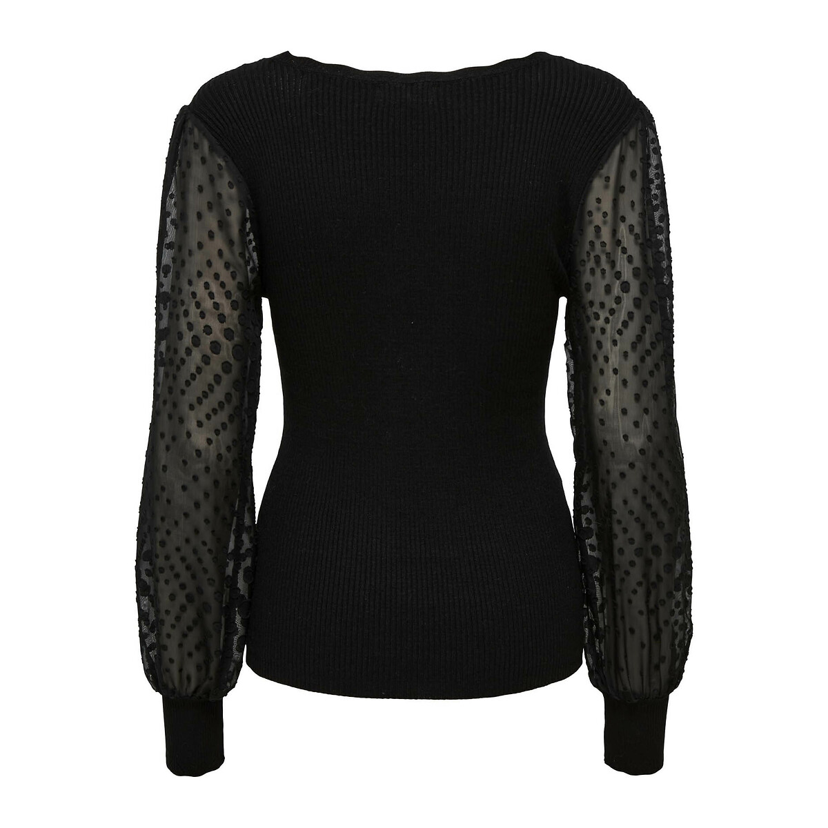Pull en fine maille, manches en tulle noir, ONLY