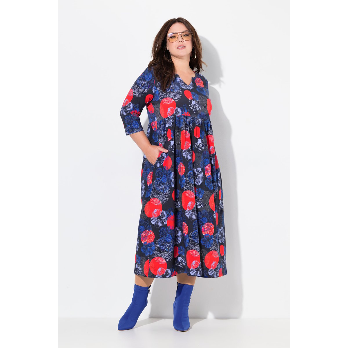 Robe en jersey coupe évasée, avec poches noir, ULLA POPKEN