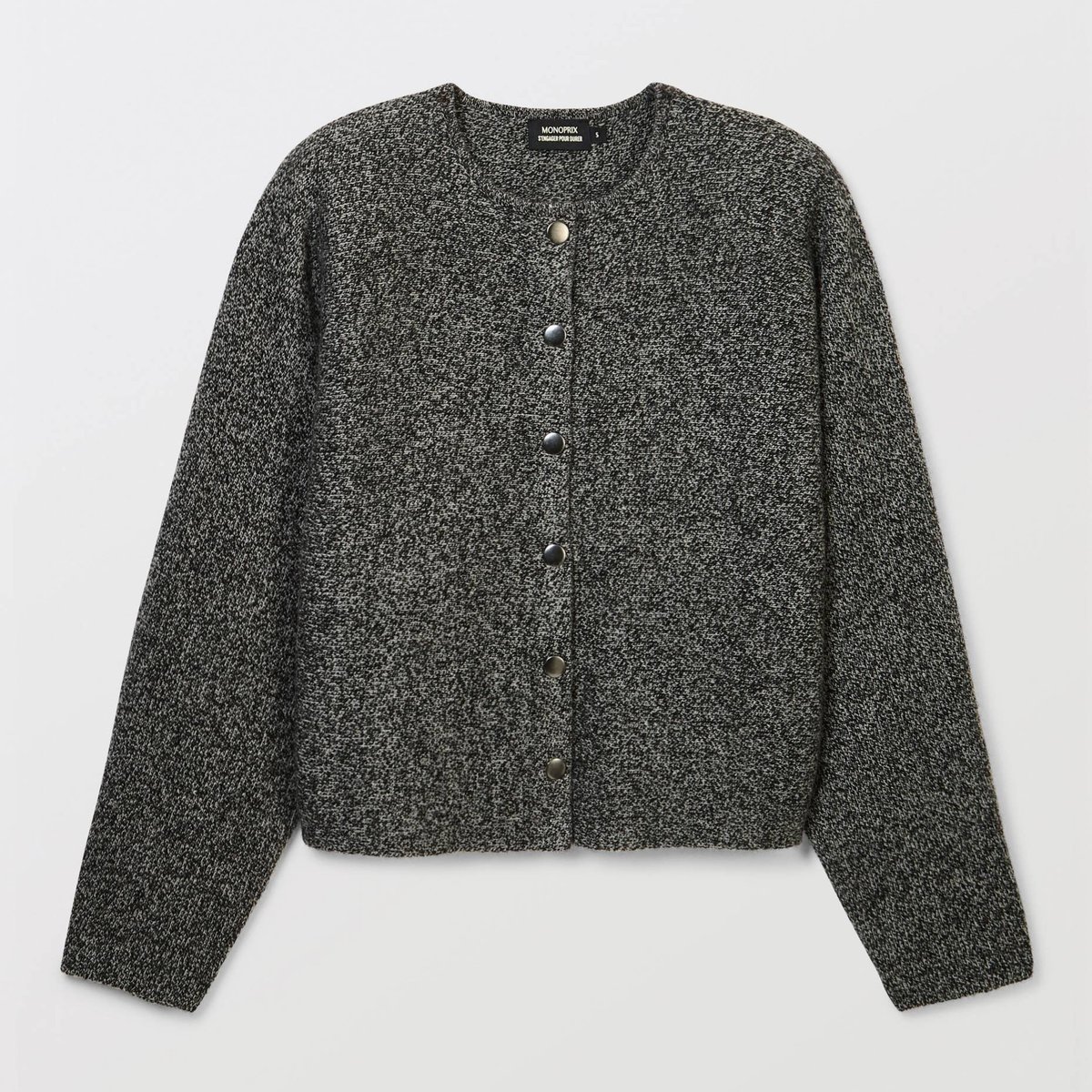 Cardigan à manches longues en laine robot, MONOPRIX