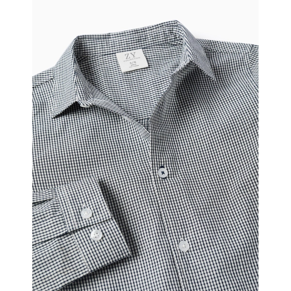 Chemise à manches longues à motif Vichy bleu foncé, ZIPPY