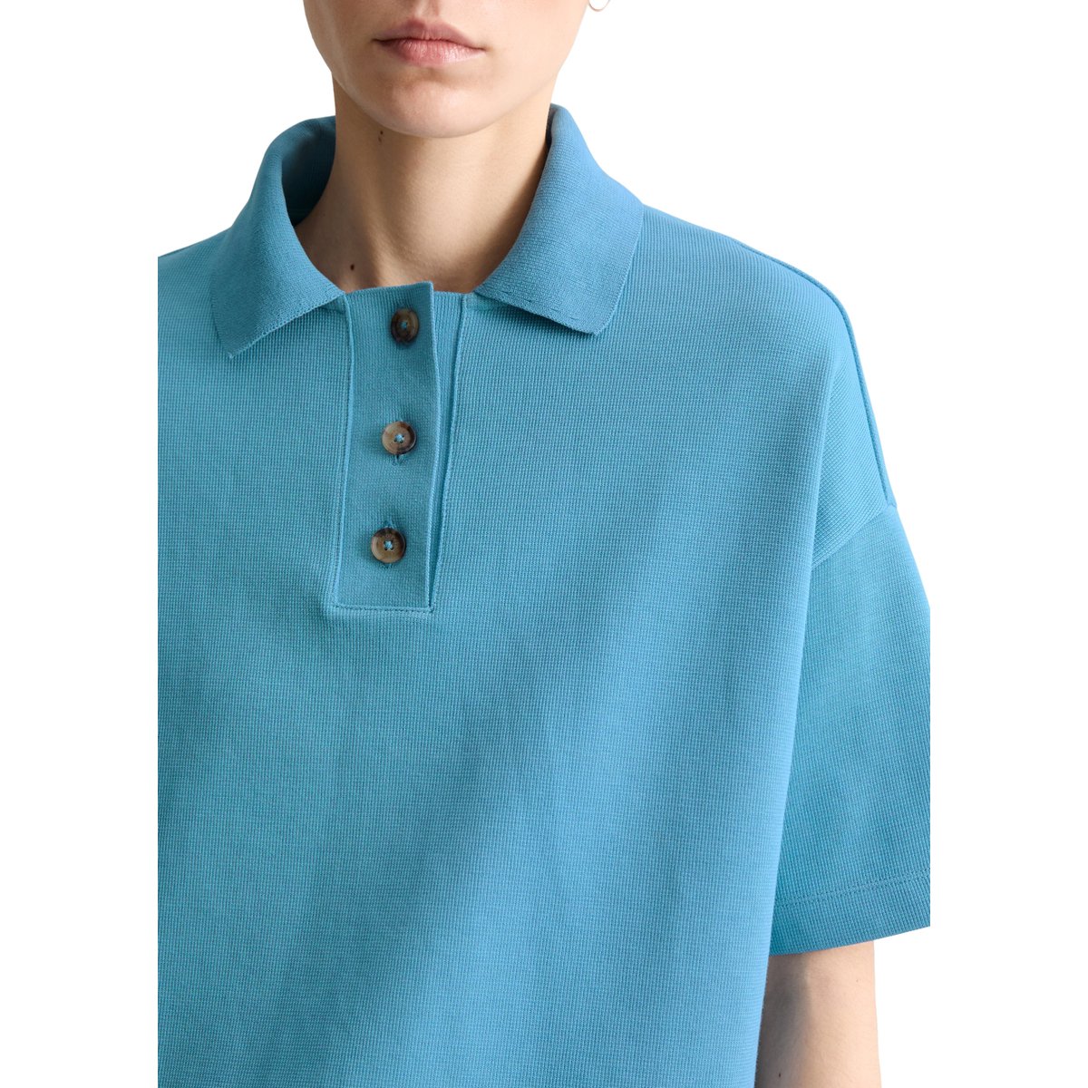 Polo relaxed en jersey rib doux bleu clair, MARC O’POLO DENIM