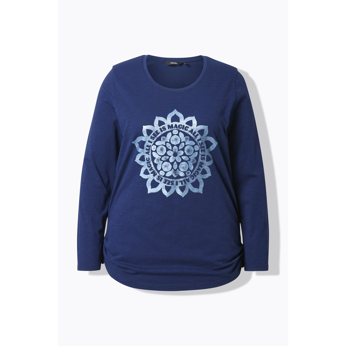 T-shirt à col rond et manches longues bleu encre, ULLA POPKEN