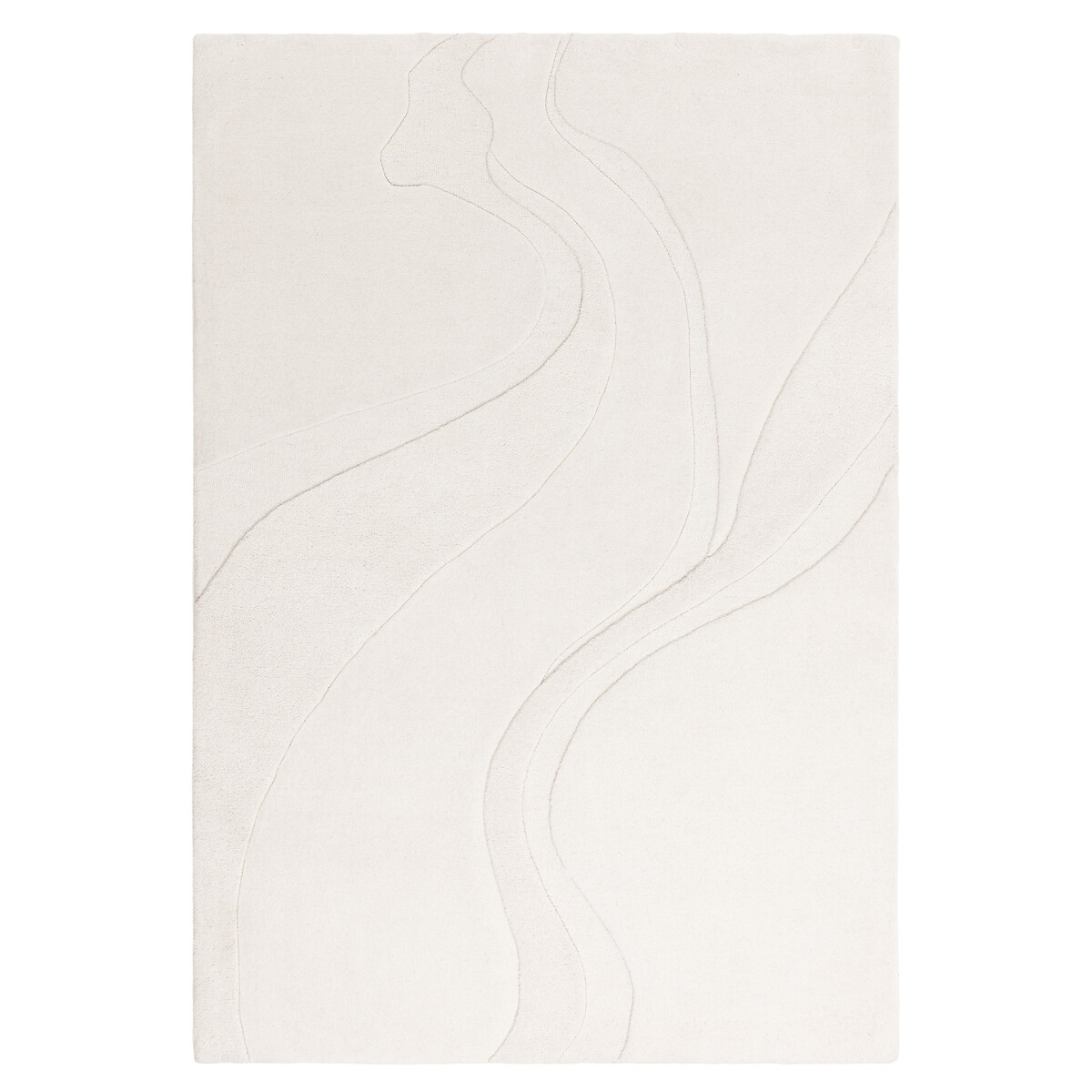 Premium Swirl Shapes Carved Rug in 100% Wool cream, ÉDITÉ
