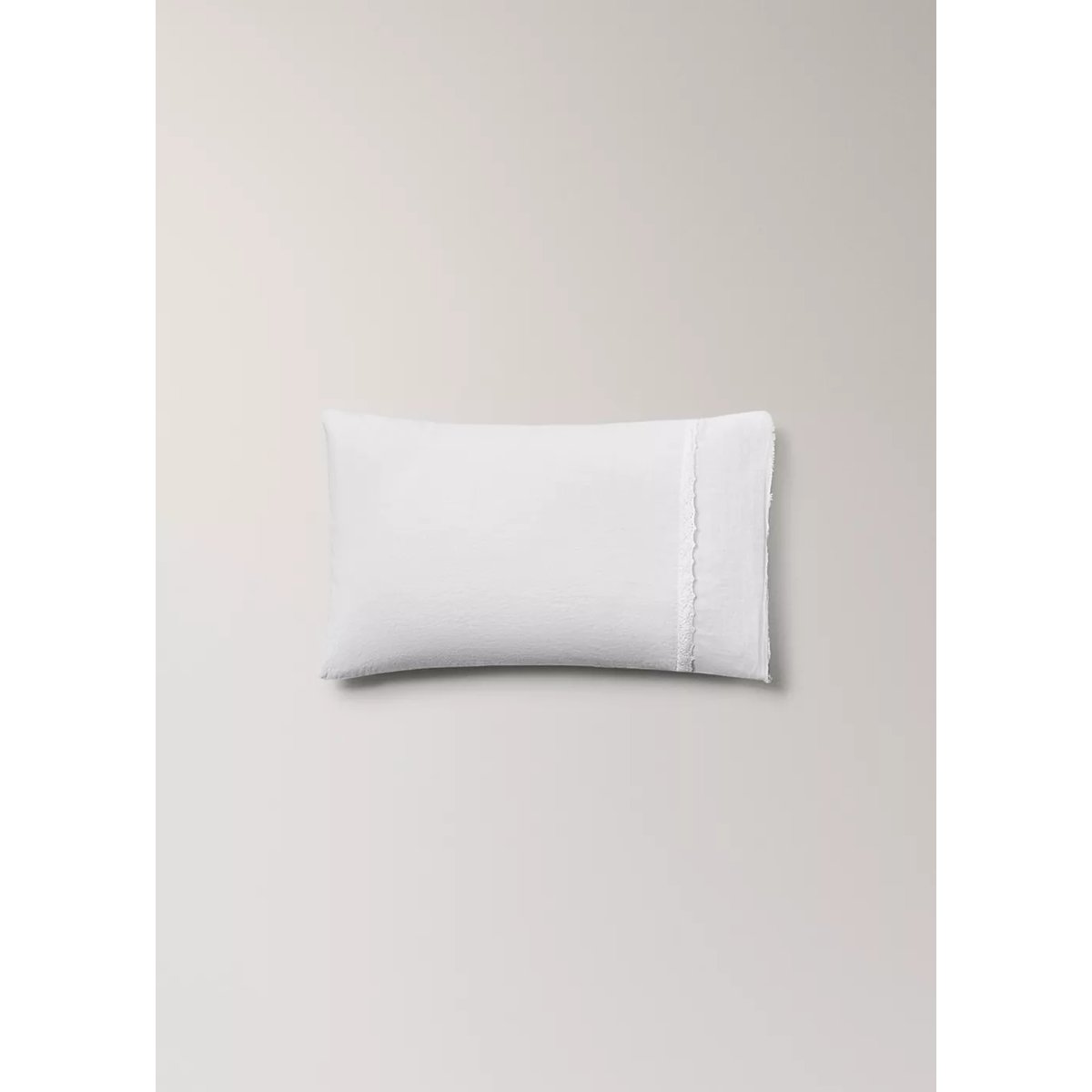 Lot drap plat et taie d’oreiller mini berceau coton lavé dentelle volant blanc, MANGO HOME
