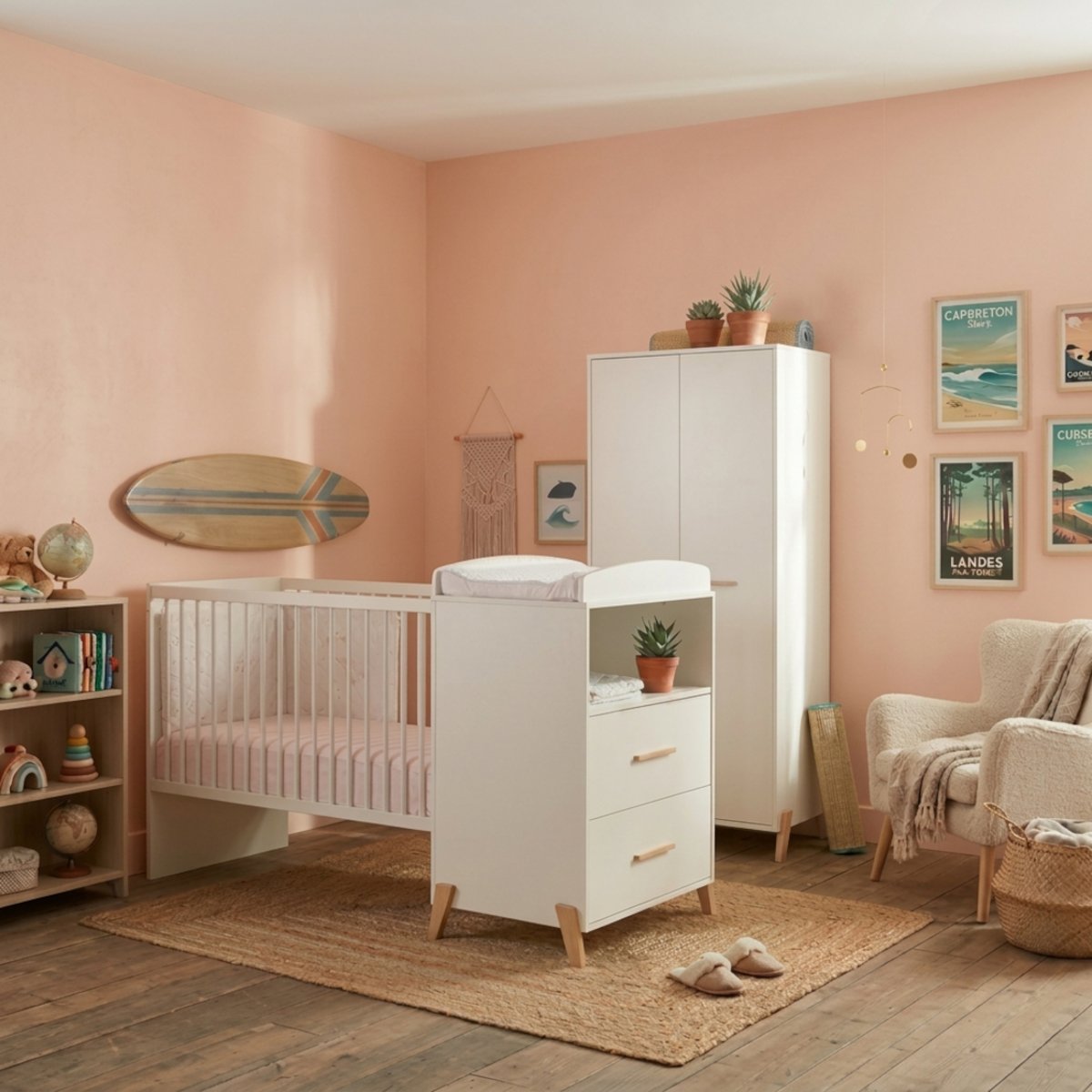 Lit combiné Evolutif en bois blanc/marron, BABY PRICE