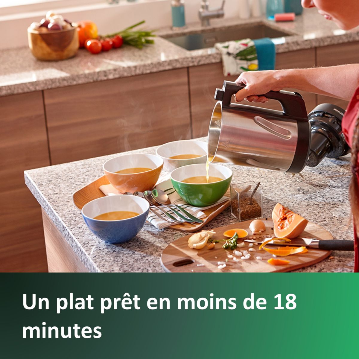 Blender chauffant HR2203/80 Blender pour soupe métal 1,2L, 1000W noir, PHILIPS