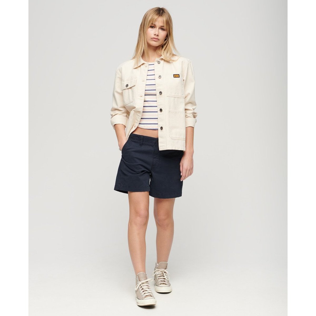 Débardeur rayé à dos nageur Essential Logo bleu marine rayé, SUPERDRY