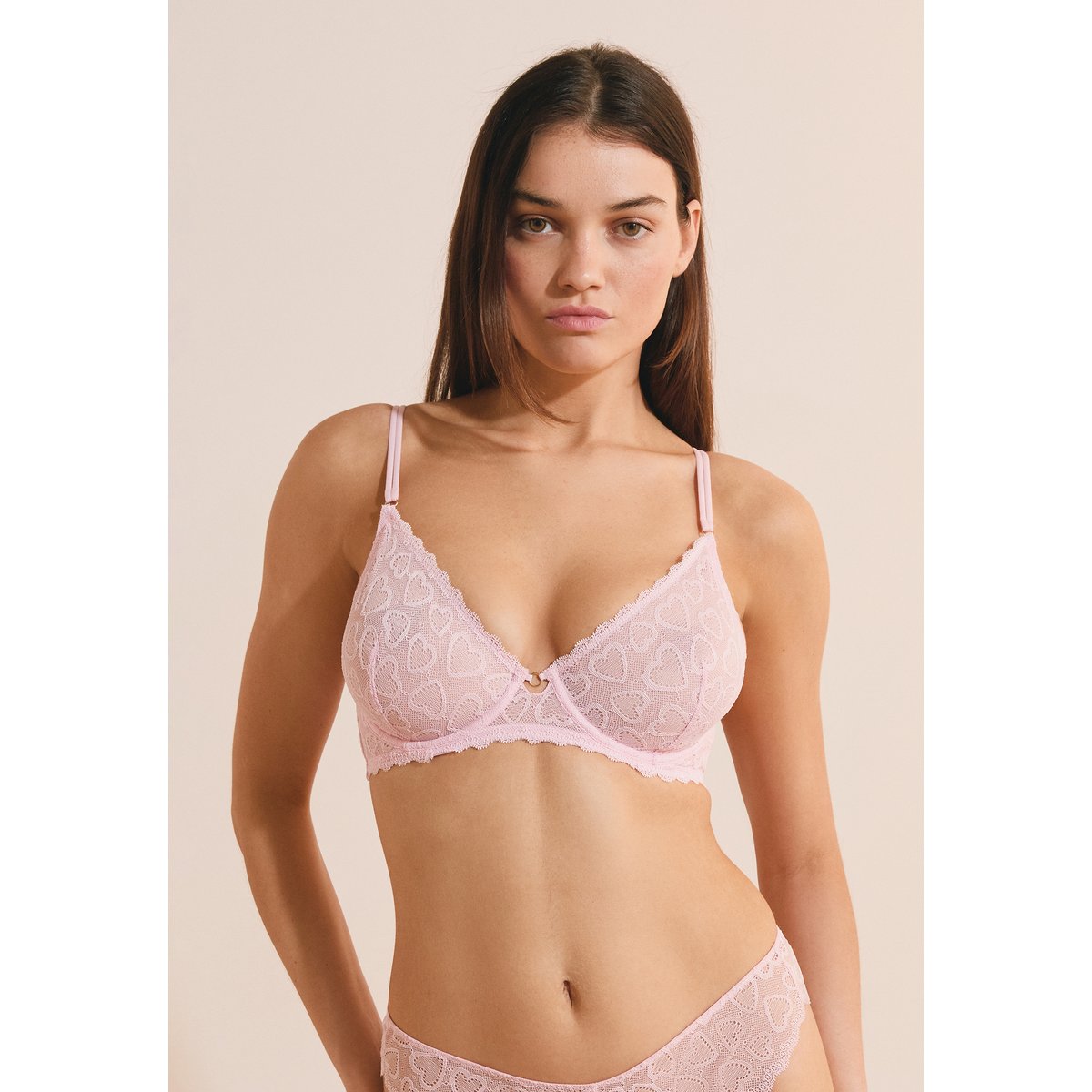 Soutien-gorge classique avec motifs cœurs COEURS rose, ETAM