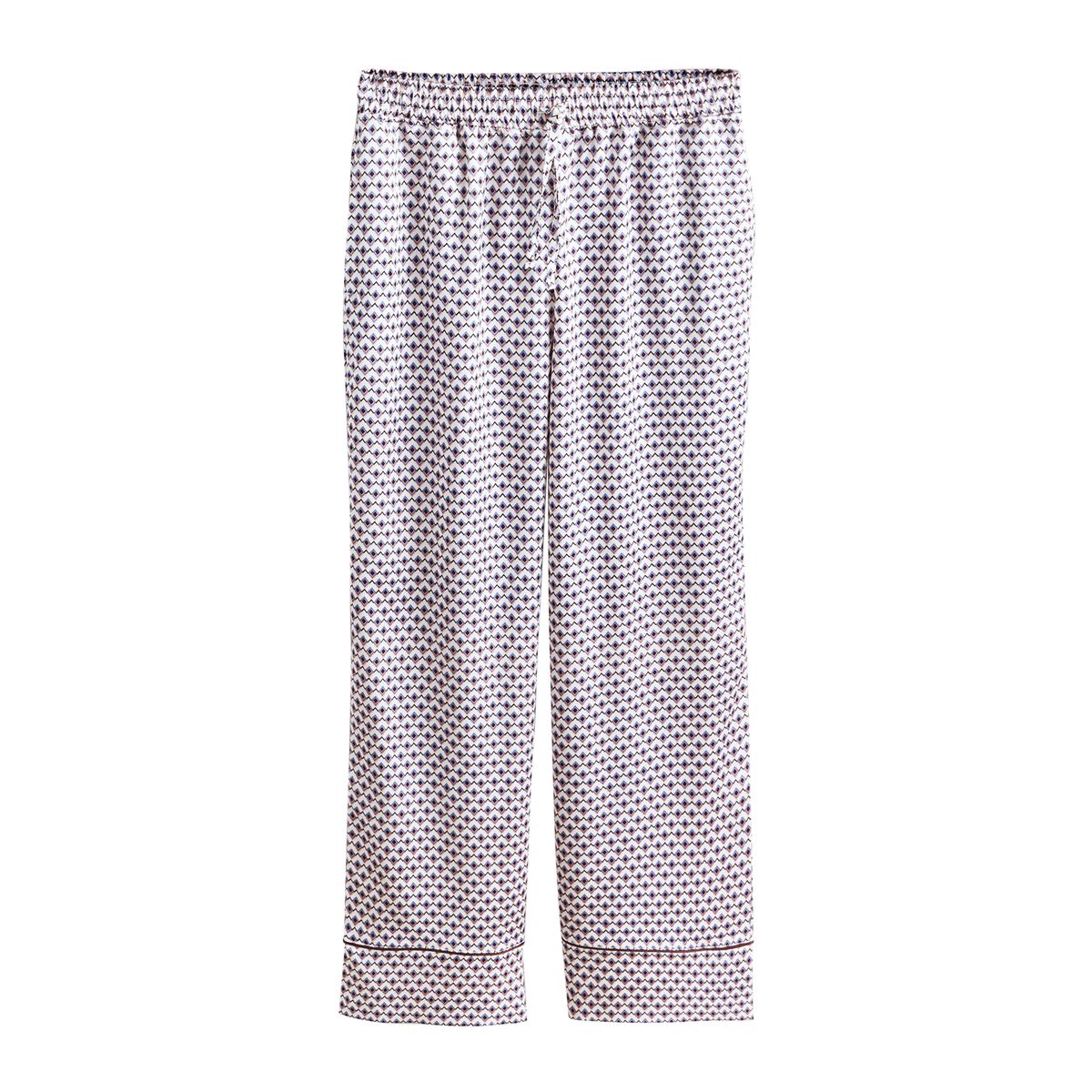 Pyjama boutonné en satin studio crème géométrique, NEXT
