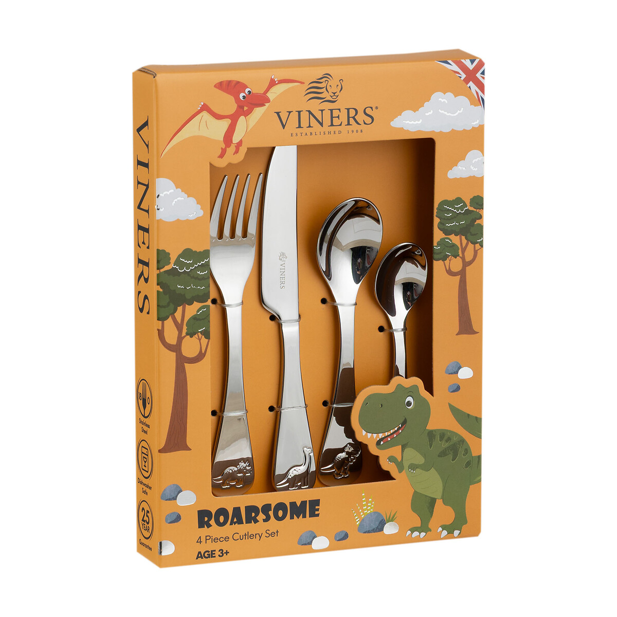 4-Kids Roarsome Cutlery Set orange, VINERS