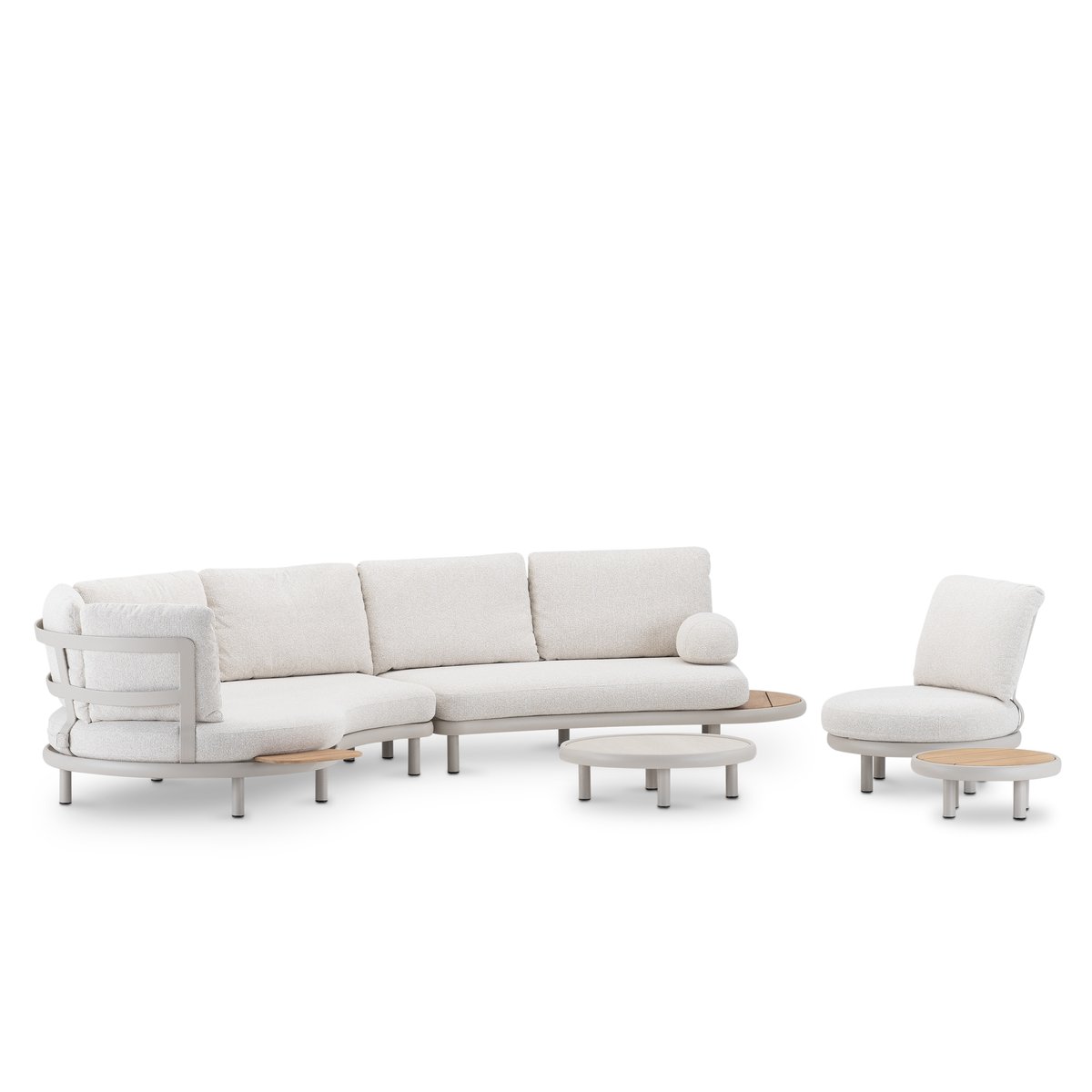 Salon de jardin 7 places, 2 tables, SAONA beige, DEFORA HOME