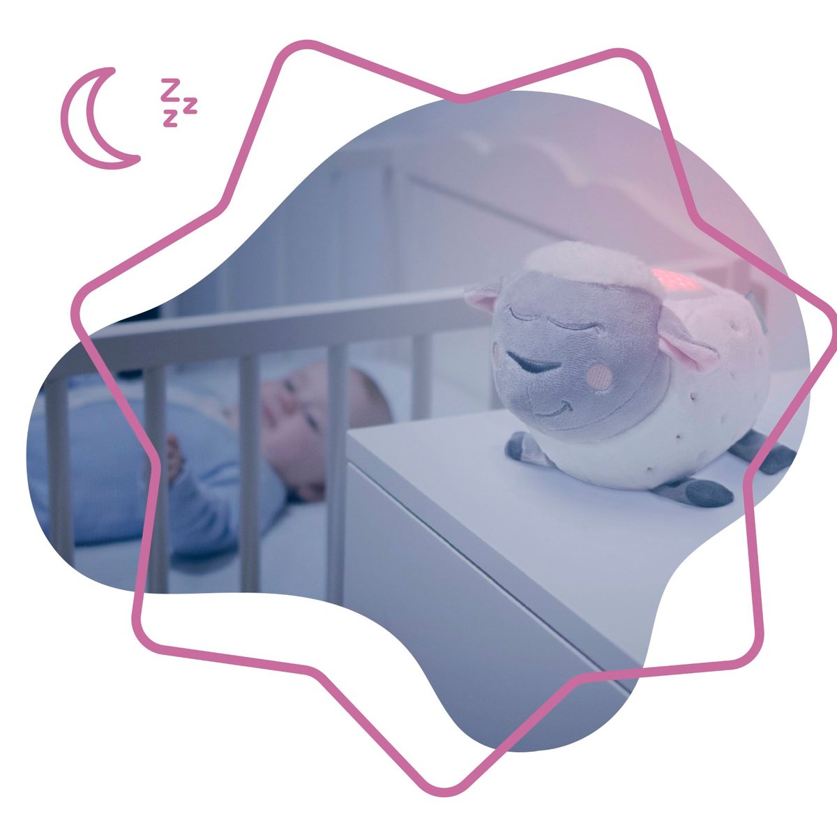 Veilleuse Mouton Peluche blanc, BADABULLE