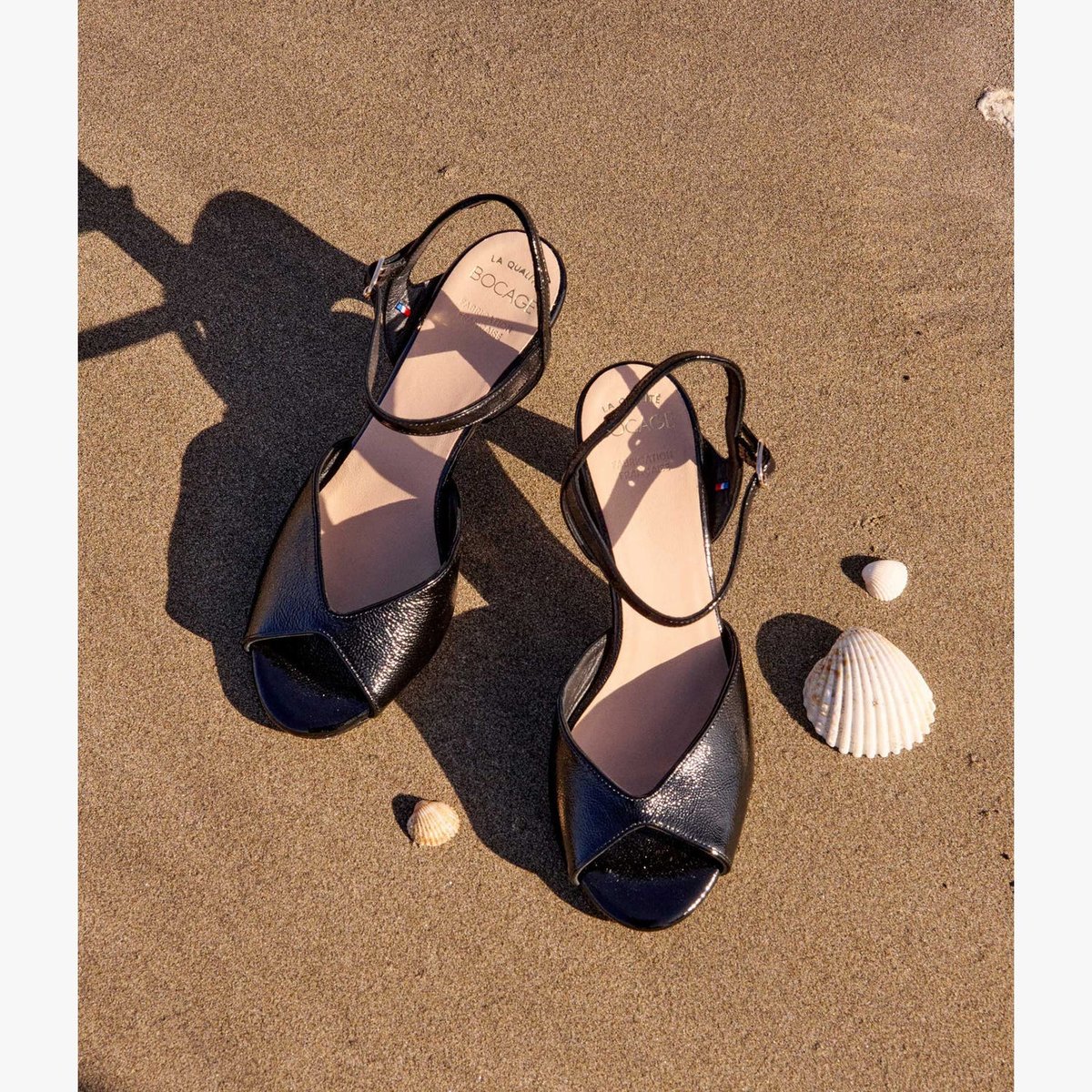 Sandale À Talon en cuir PIMA noir, BOCAGE