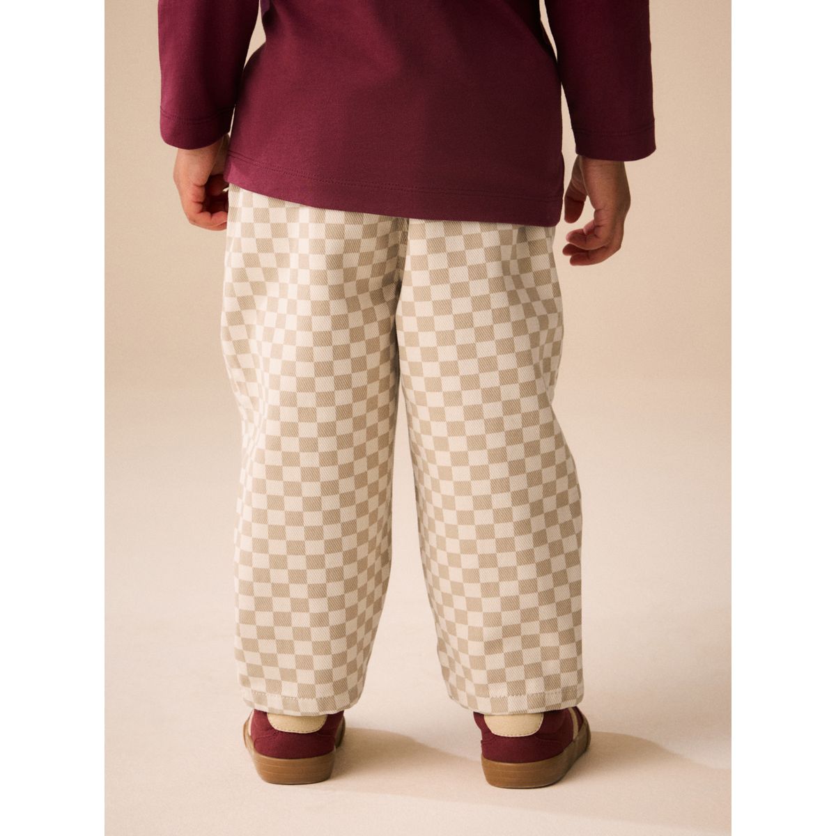 Pantalon ample à enfiler damier neutre, NEXT
