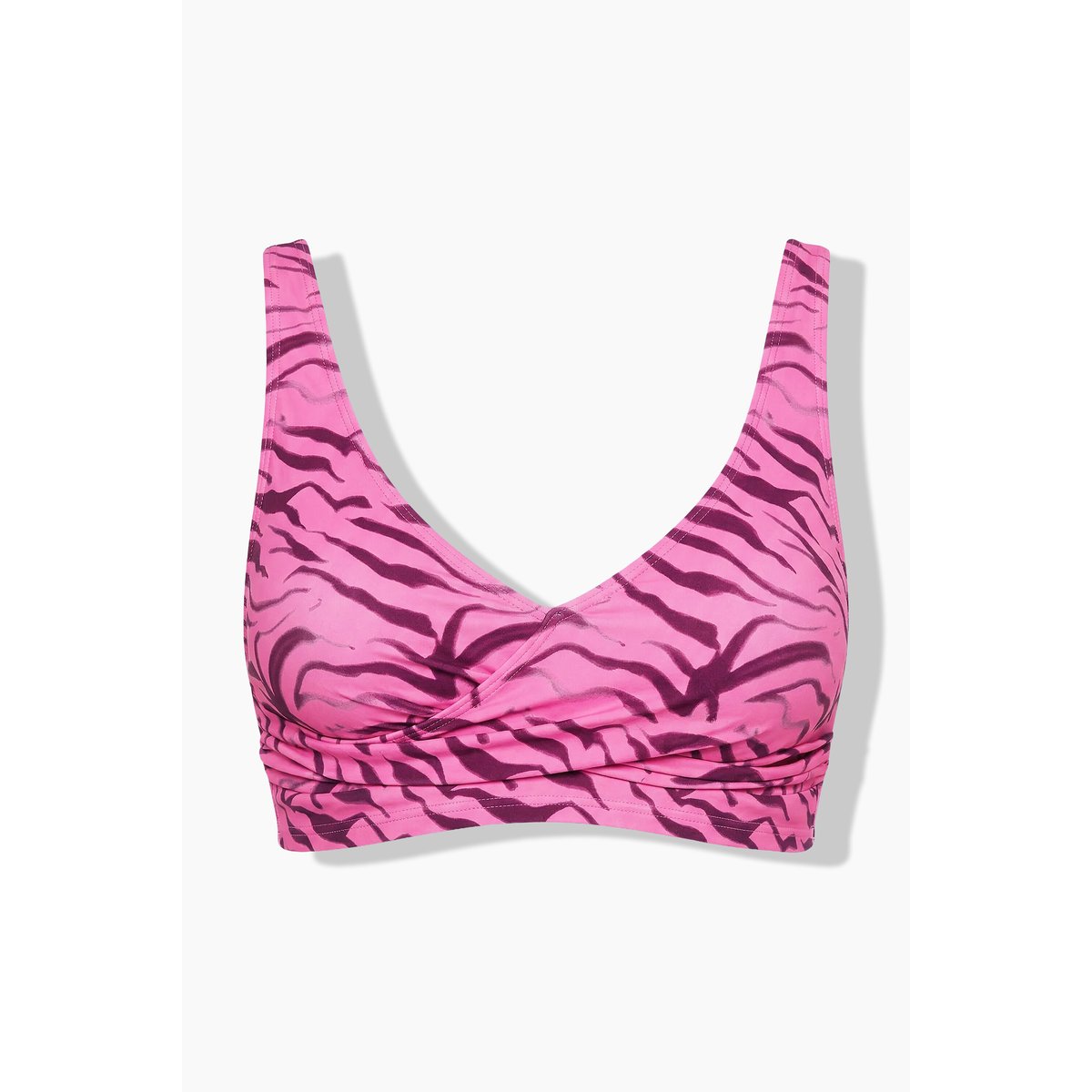 Bikini, imprimé zèbre, poitrine drapée rose vif, STUDIO UNTOLD