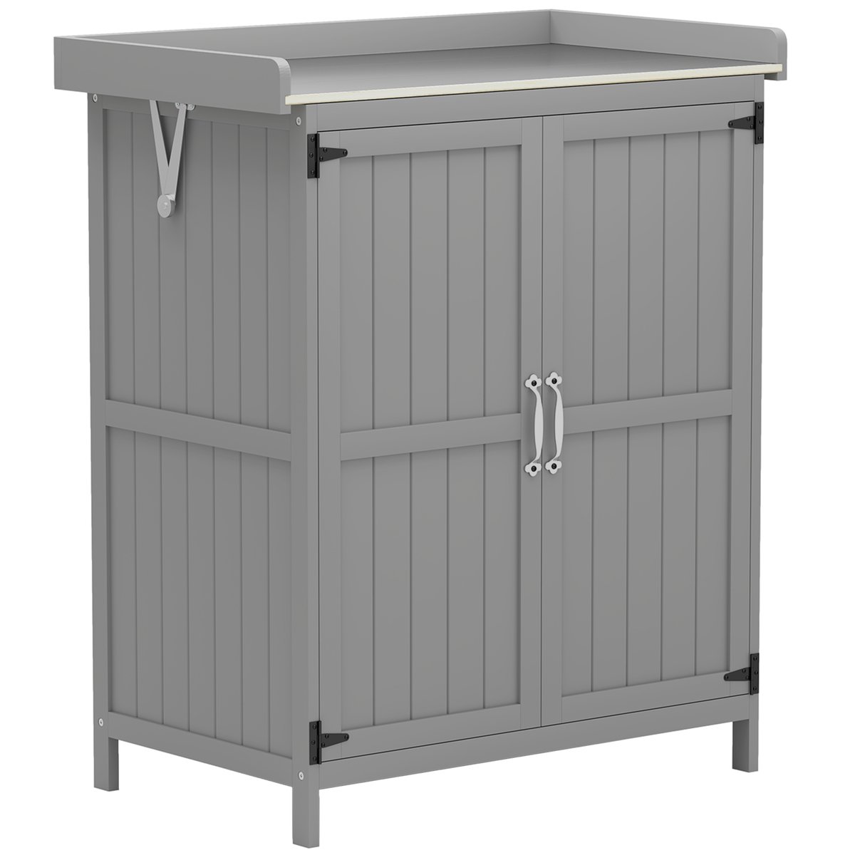 Coffre de rangement d'extérieur Bois de sapin gris, OUTSUNNY