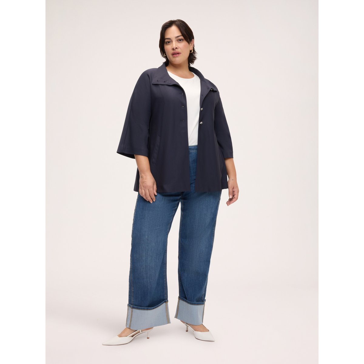 Veste à col montant bleu, FIORELLA RUBINO