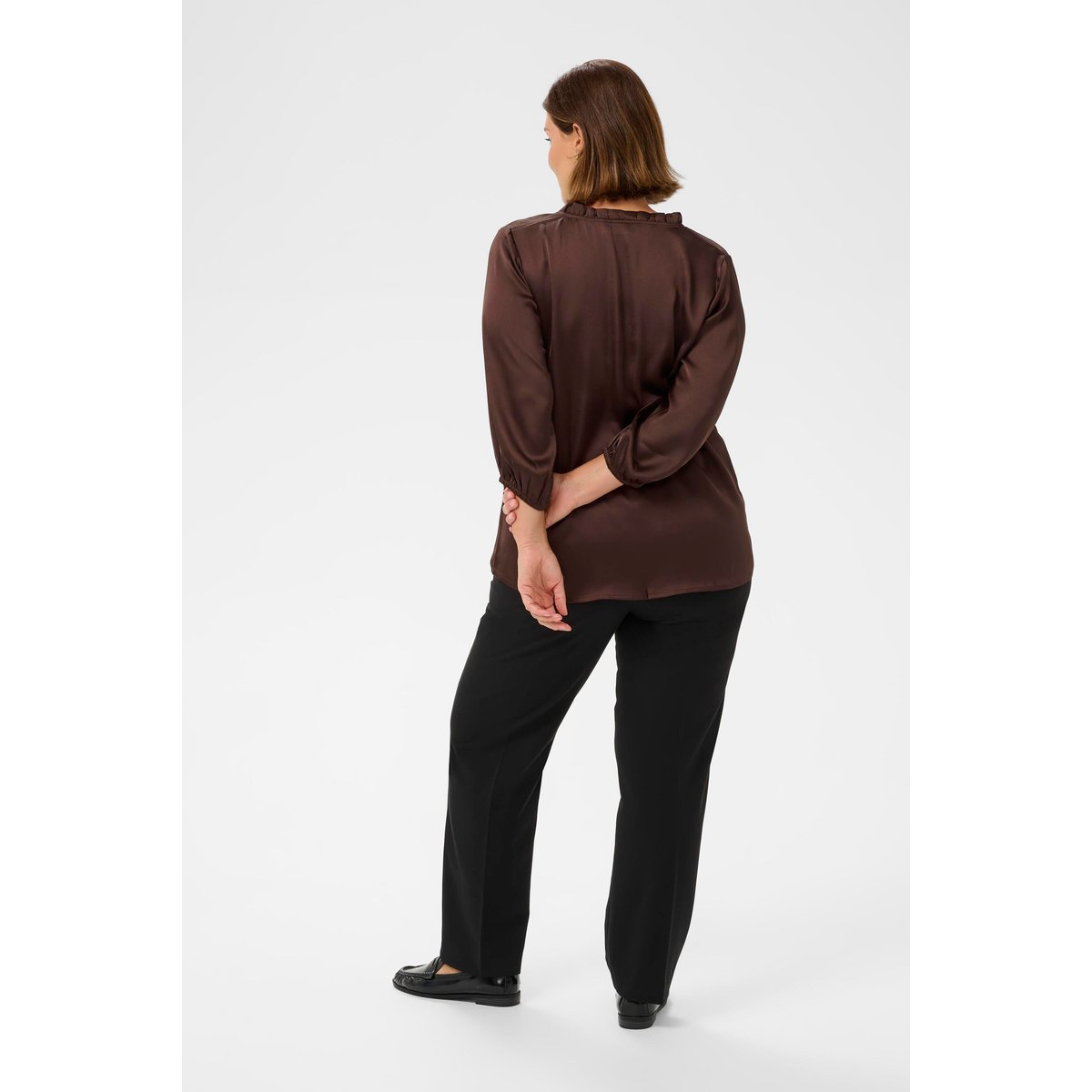 Blouse à manches longues marron chocolate brown, KAFFE CURVE