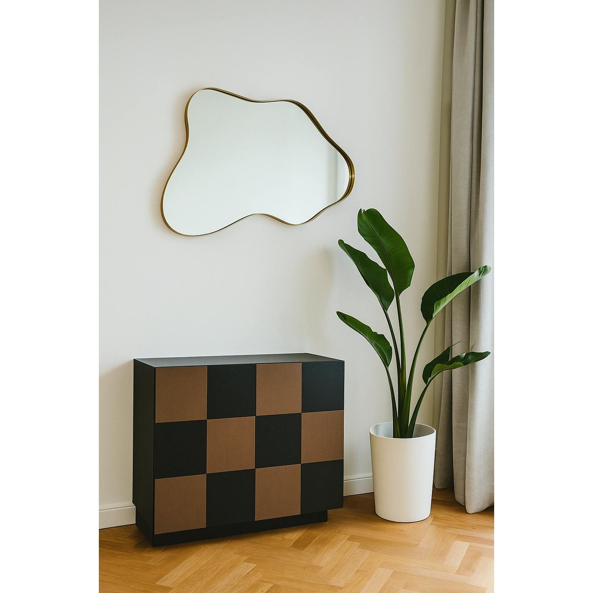 Miroir mural forme organique BRIG doré, PIER IMPORT