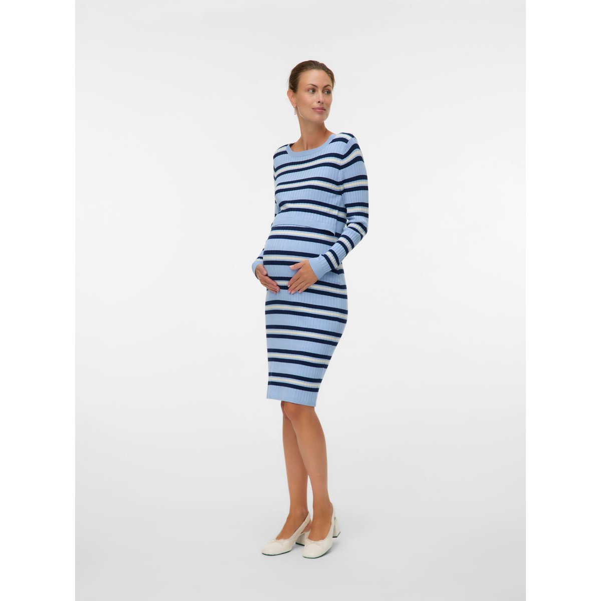 Robe En Maille brunnera blue, MAMA LICIOUS