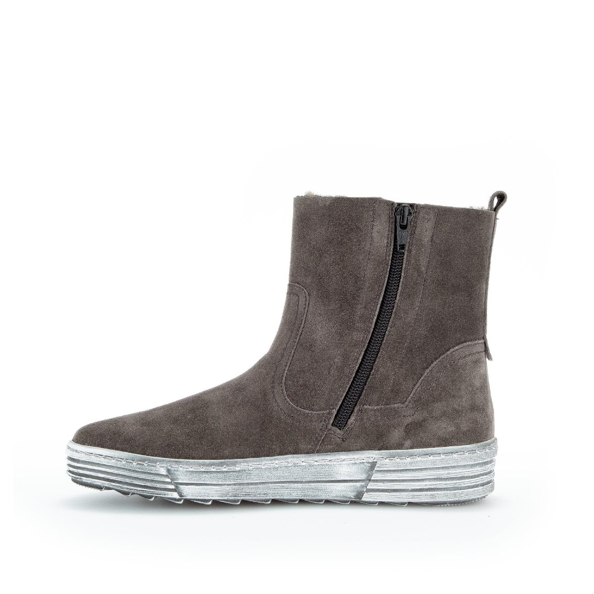 Bottines en cuir à talon compensé gris, GABOR