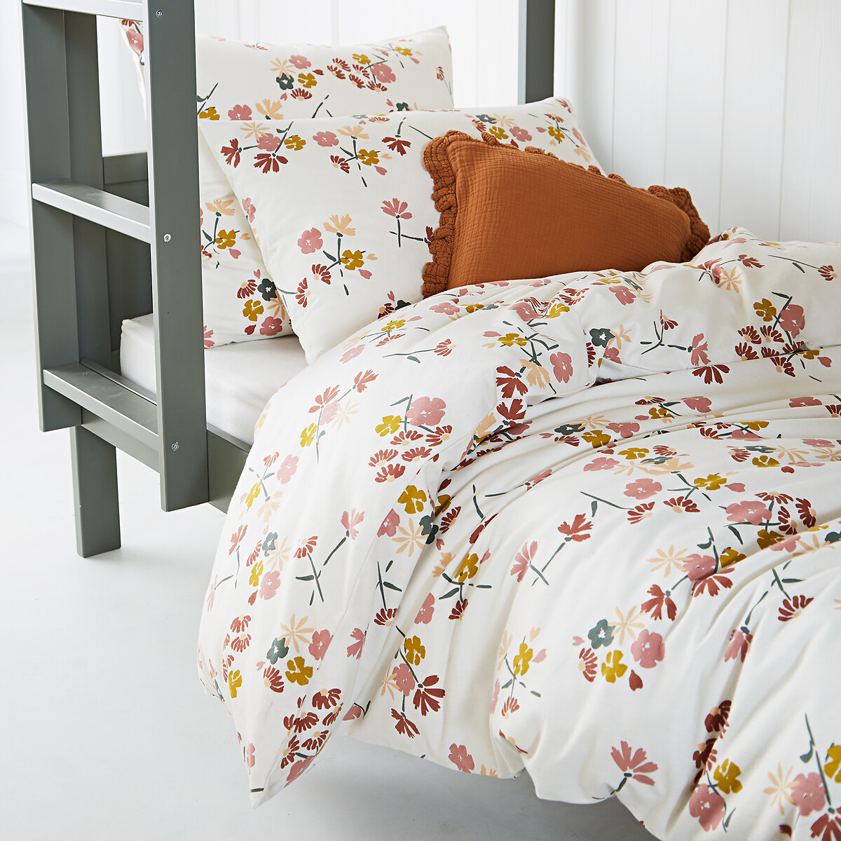 Housse de couette flanelle de coton, Rosine imprimé fleurs, LA REDOUTE INTERIEURS