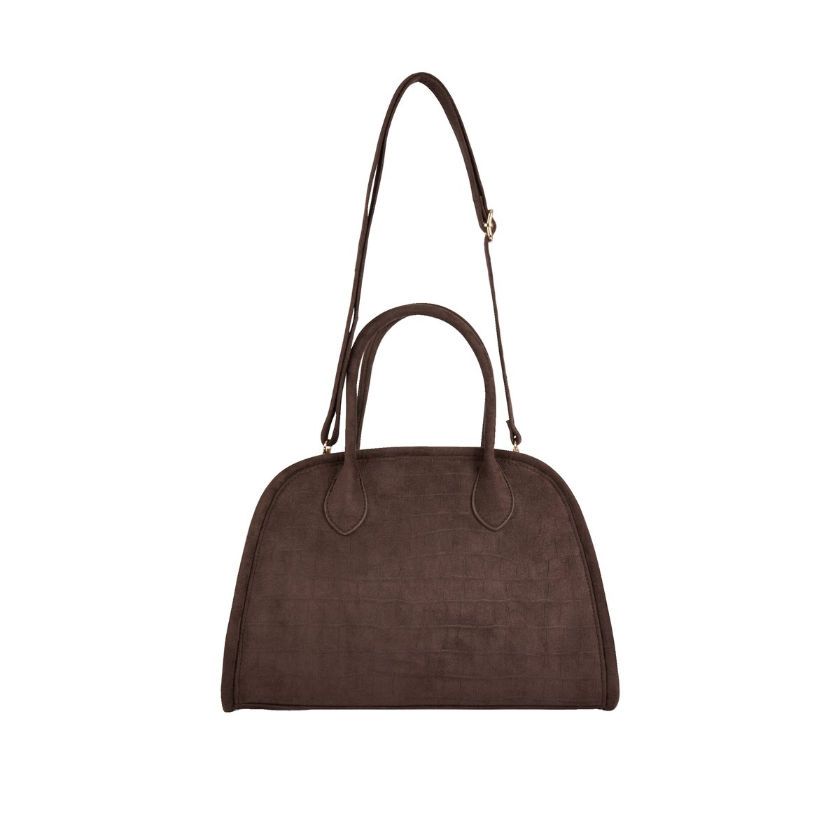 Sac suédine aspect croco marron foncé, MORGAN