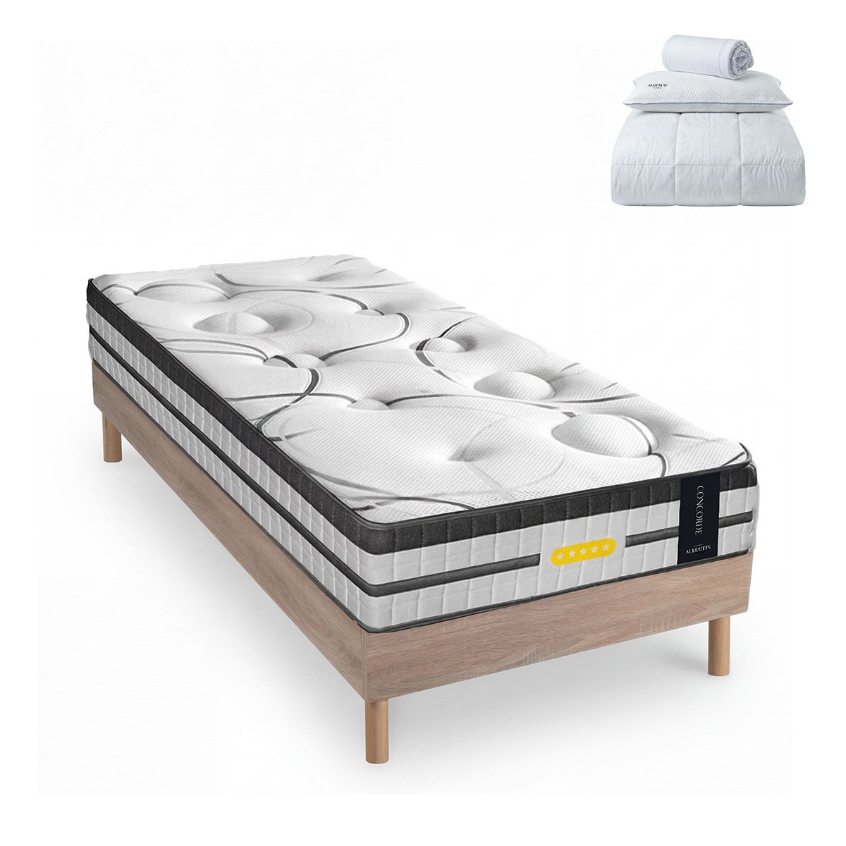Prêt-à-dormir CONCORDE avec Sommier SÉLÉNA et Accessoires blanc, MAISON AUBERTIN