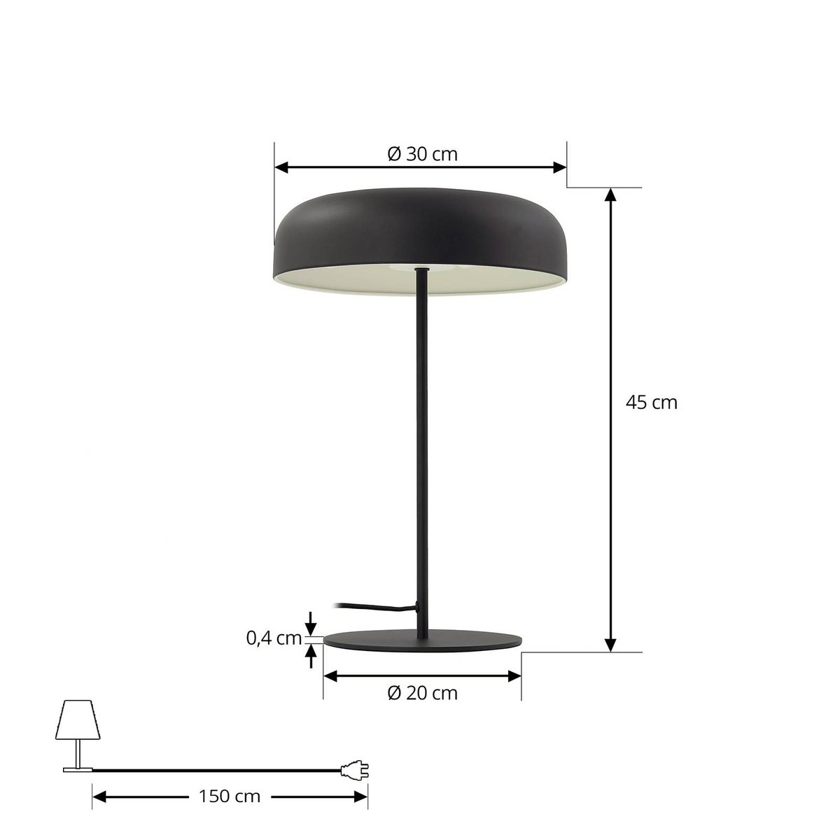 Lampe à poser en métal moderne, Edion noir sable, LINDBY