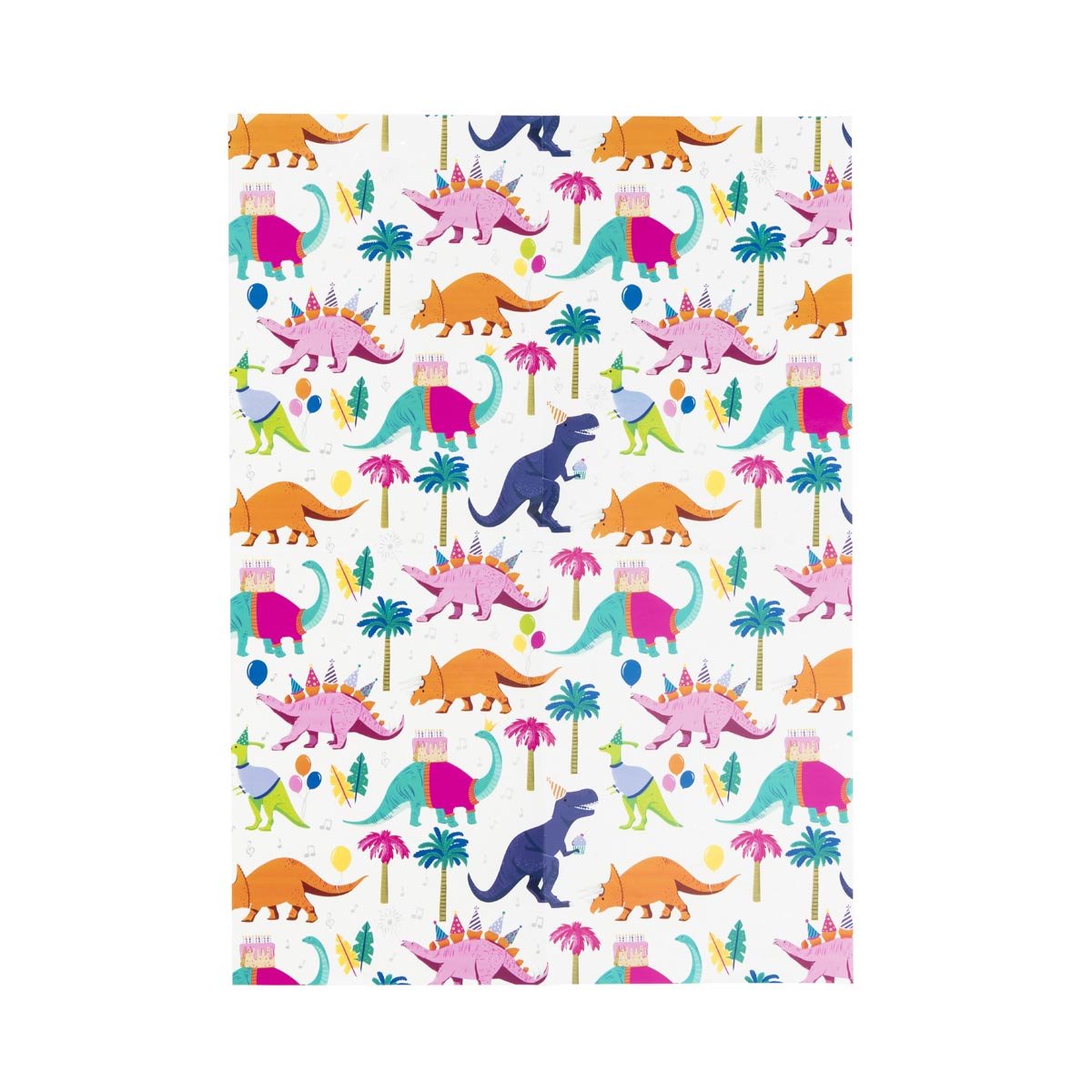 2 feuilles papier cadeau dinos blanc, OXYBUL