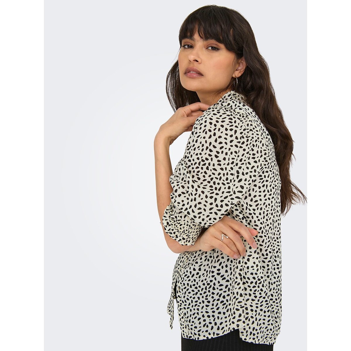 Blouse, stippenprint, 3/4 mouwen bedrukt wit/zwart, ONLY