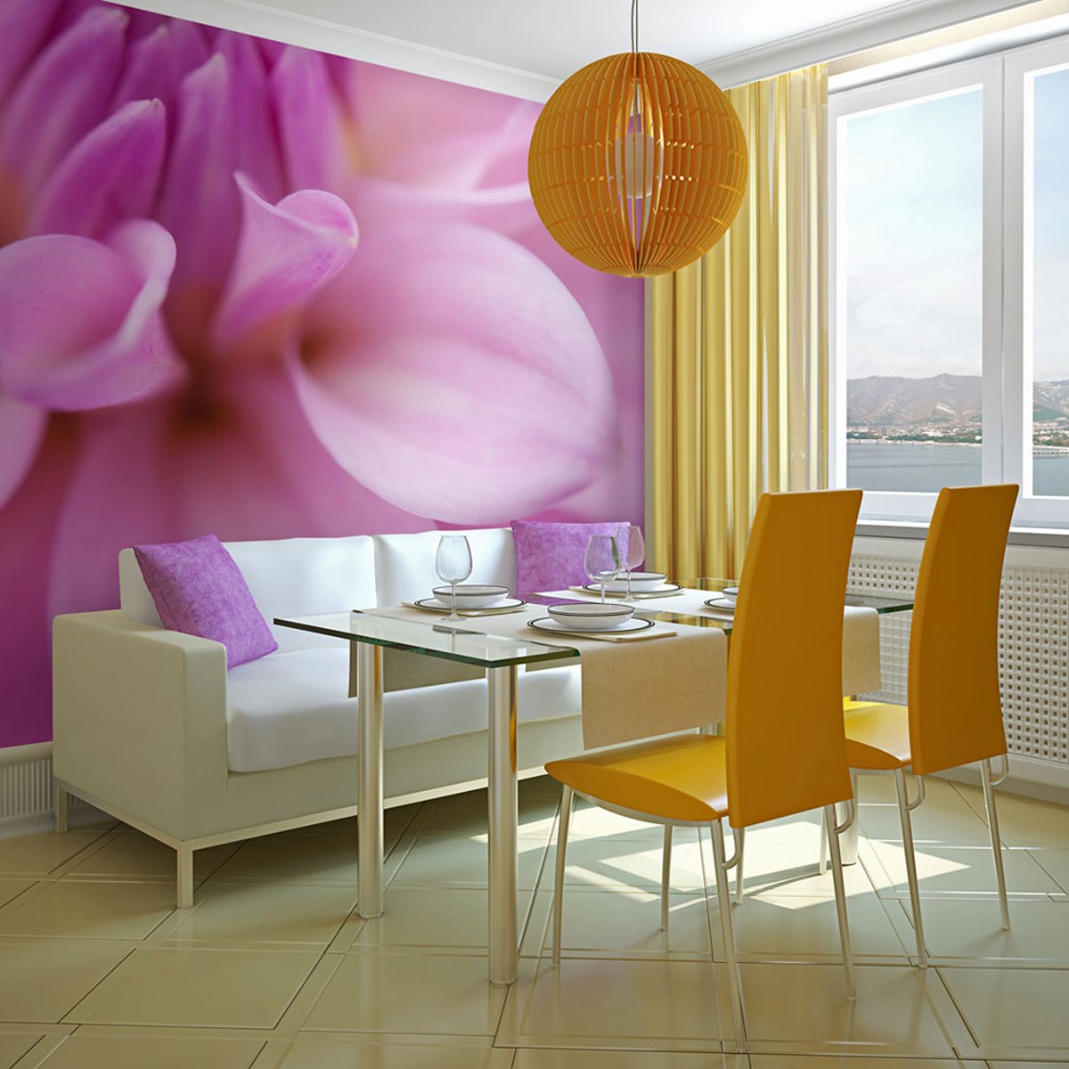 Papier peint intissé panoramique Fleurs Pétales de fleur - dahlia rose, EDEN