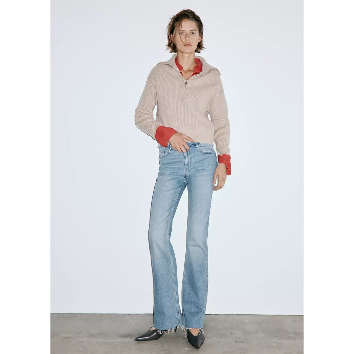 Jean Fiona flare taille normale bleu moyen, MANGO