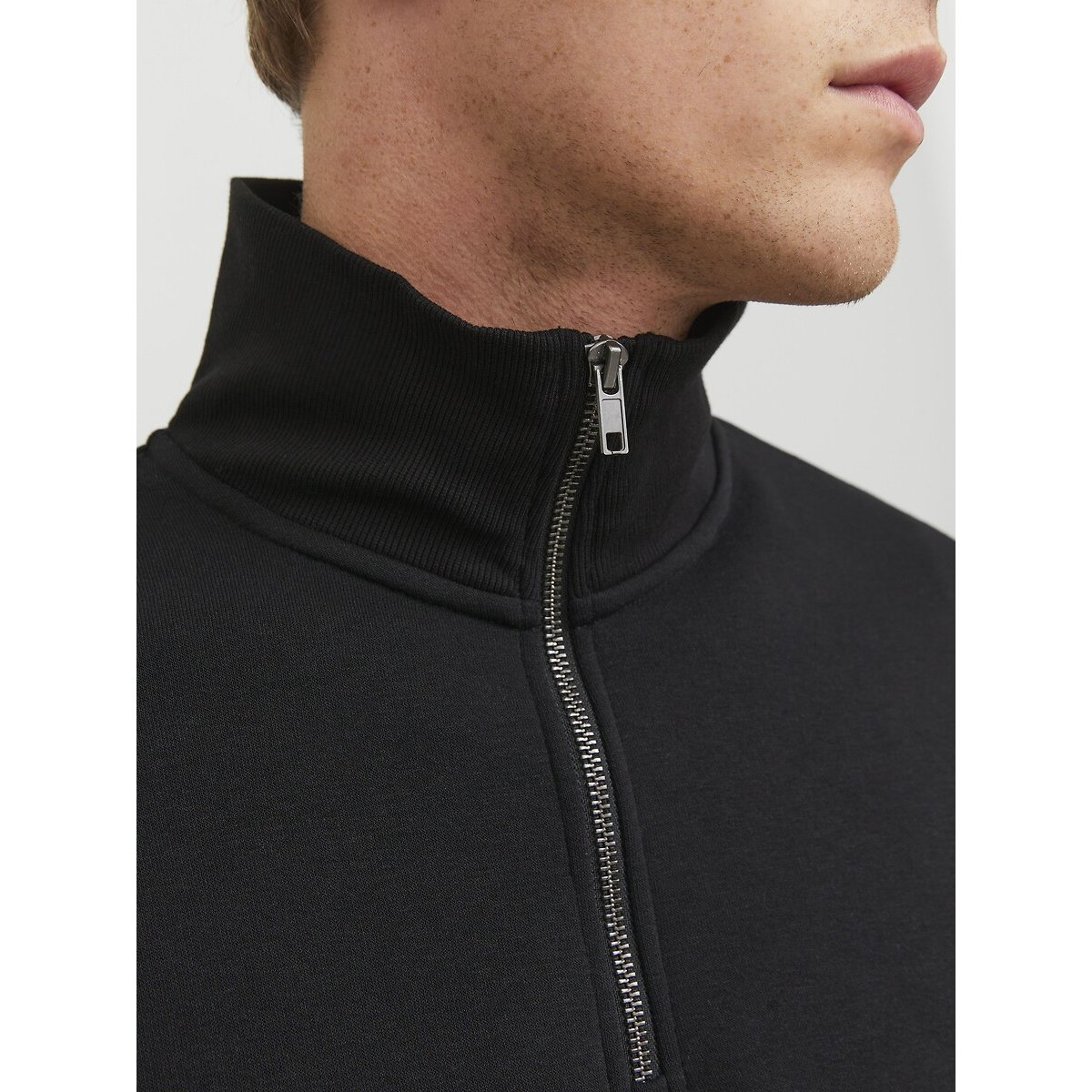Sweat col demi-zippé noir, JACK & JONES
