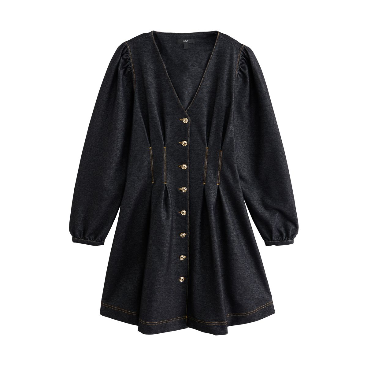 Robe courte cintrée aspect denim noir, NEXT